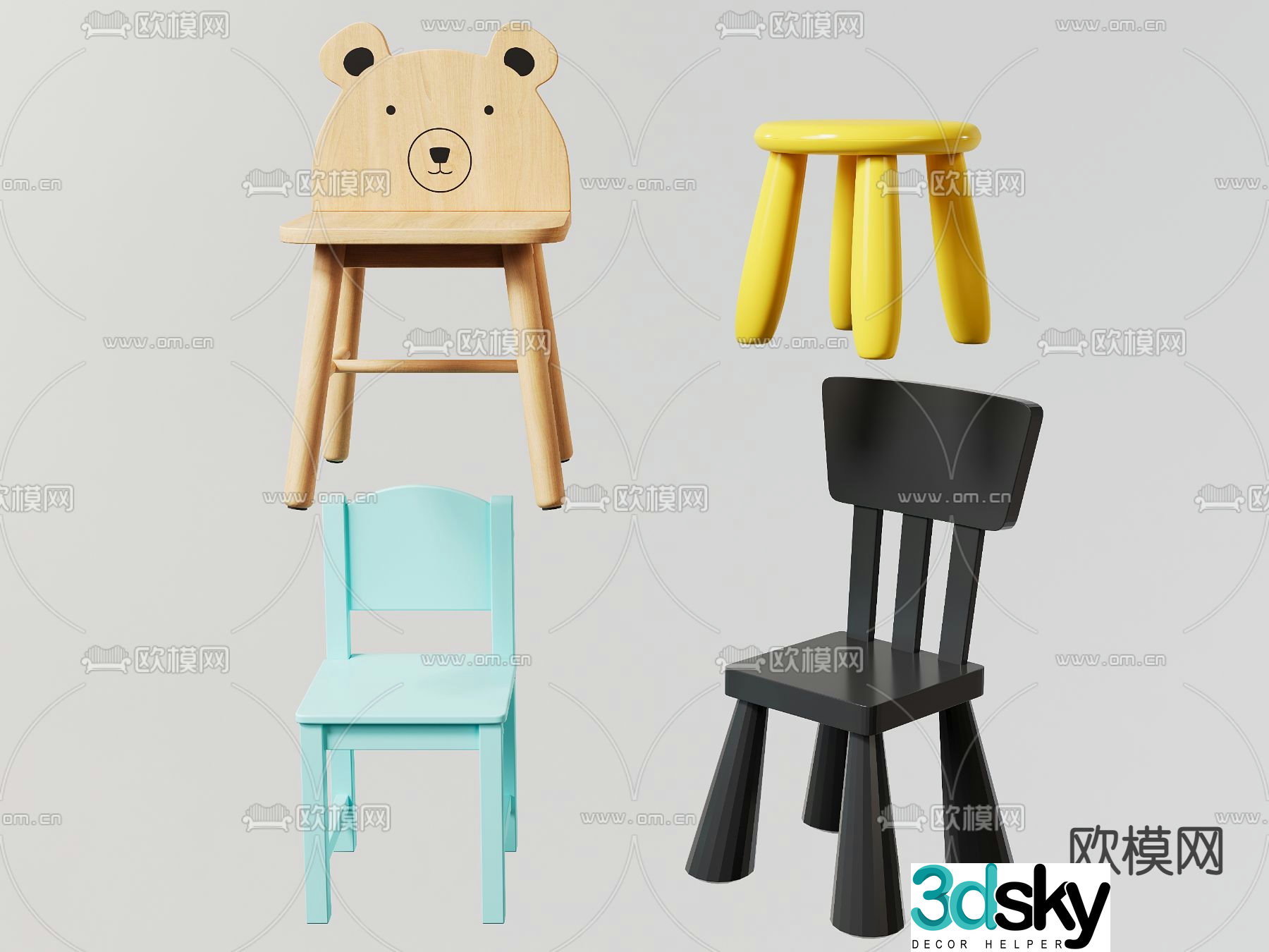 Children’s chair dining chair 3d model
