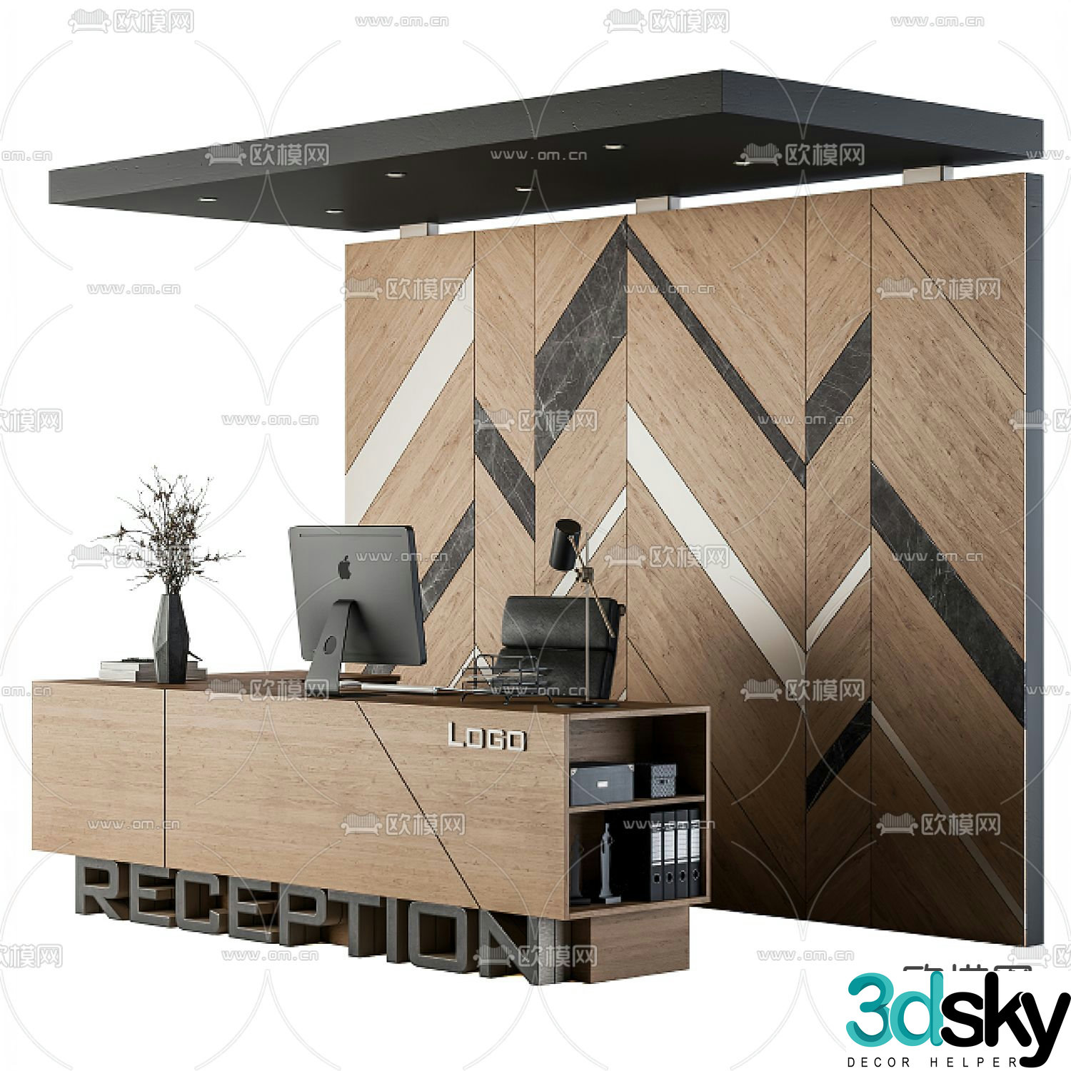 Front desk reception desk service desk 3d model