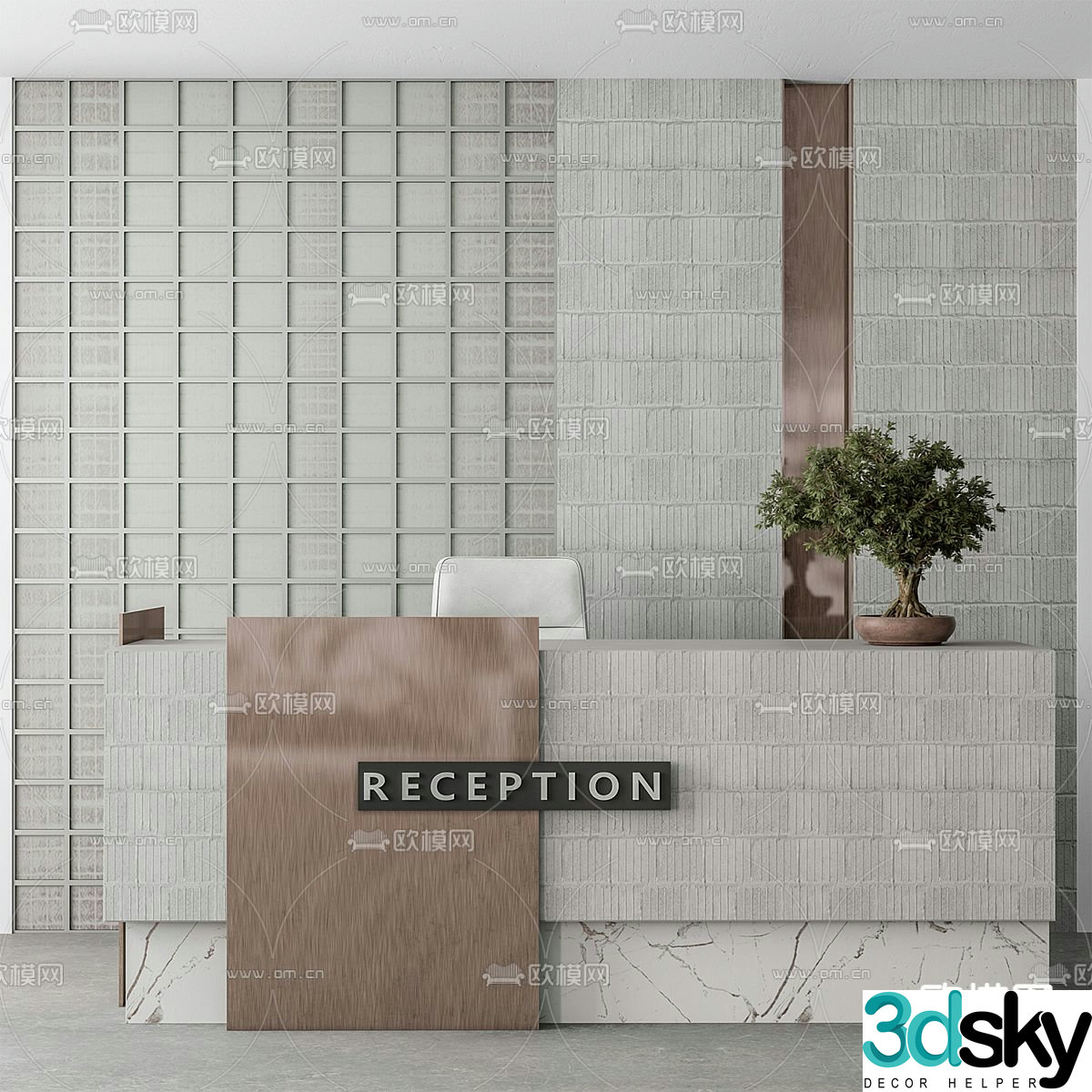 modern reception desk front desk service desk 3d model