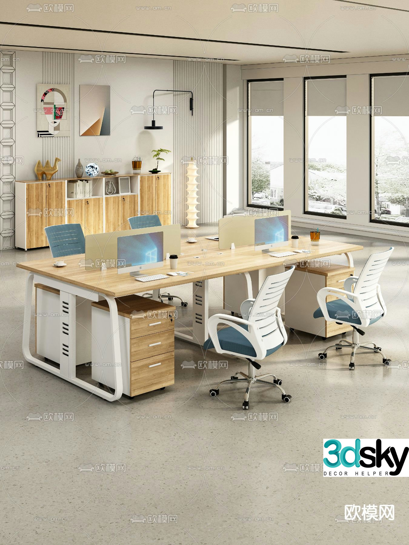 Card space desk workstation 3D model