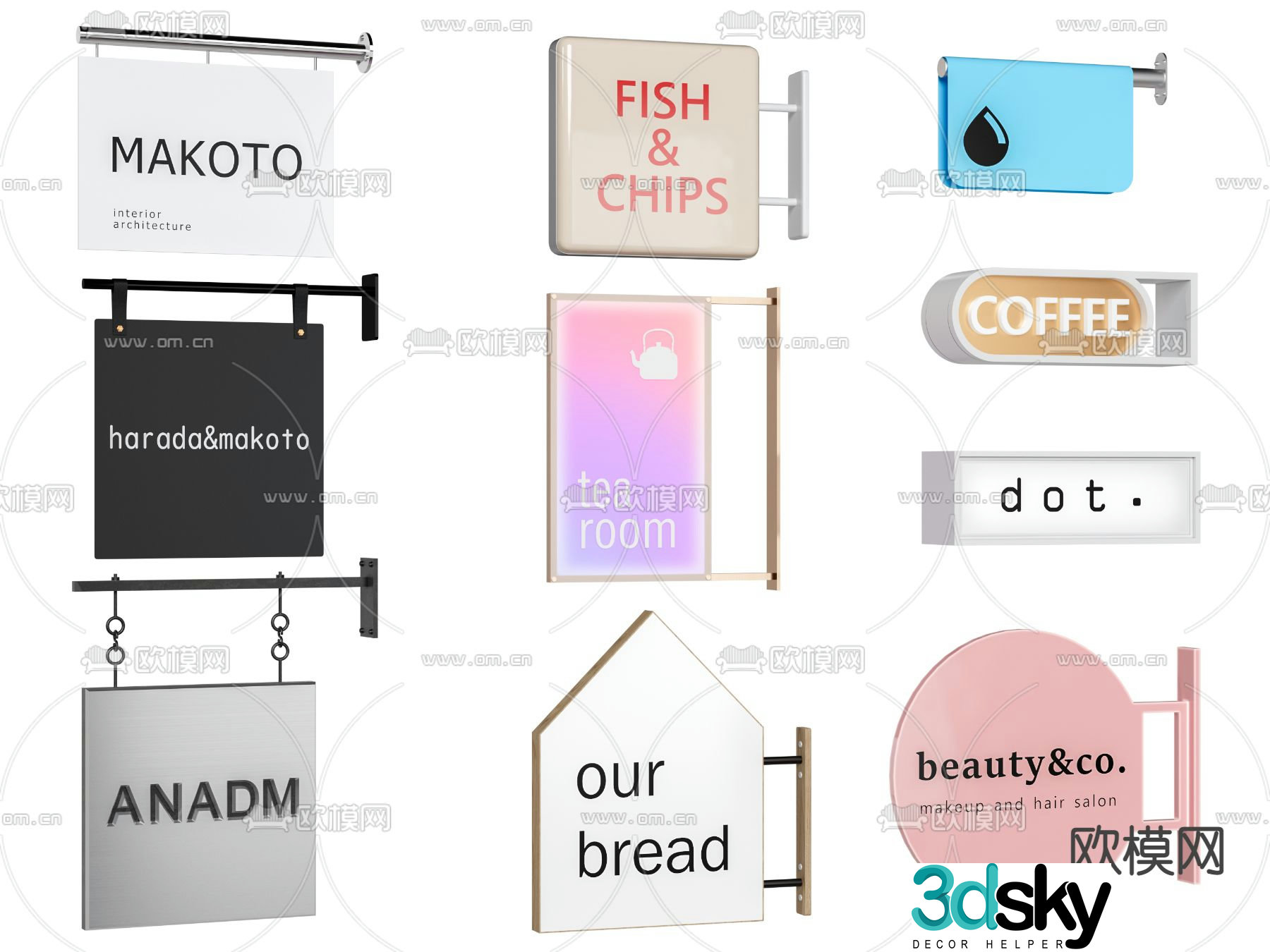 Shop sign, Internet celebrity light box, billboard 3D model