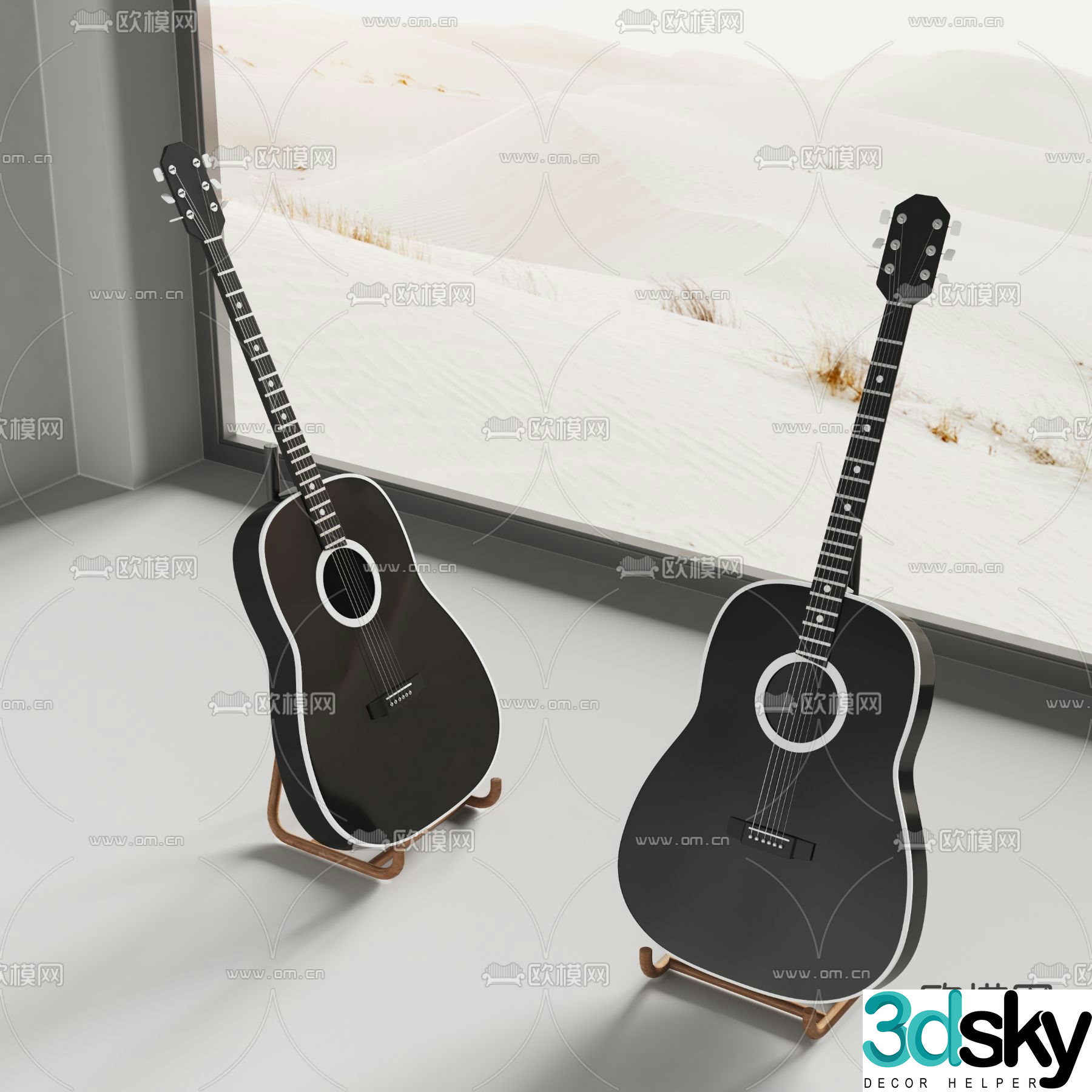 Bonaldo guitar musical instrument 3d model