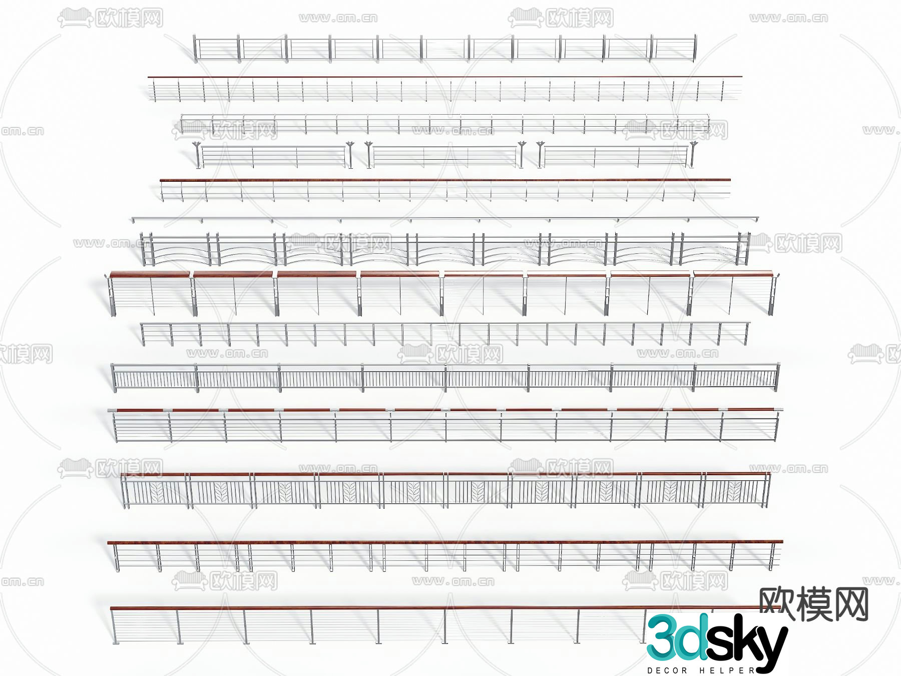 Metal railing Fence Fence River 3d model