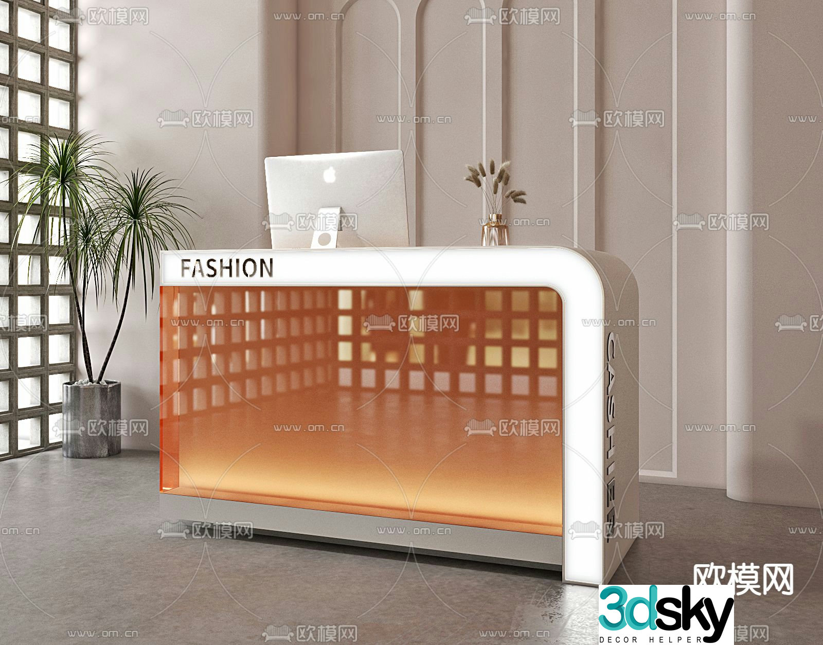 cashier front desk reception desk 3d model