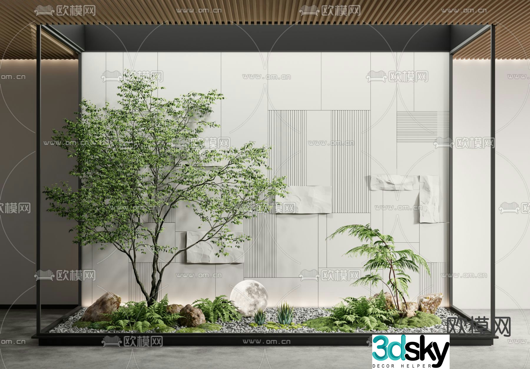 Indoor landscape plant pile 3d model