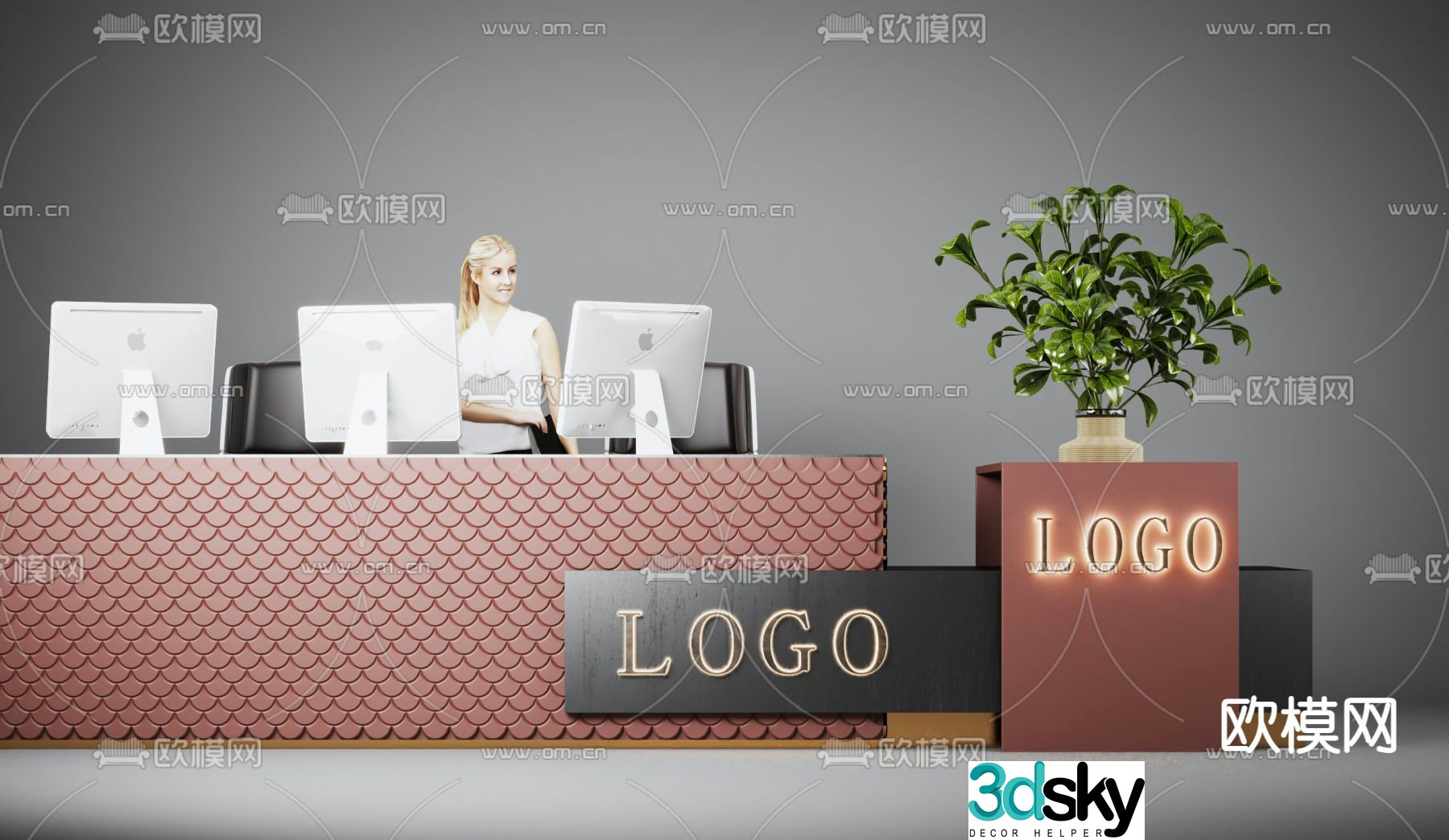 Service desk reception desk 3d model