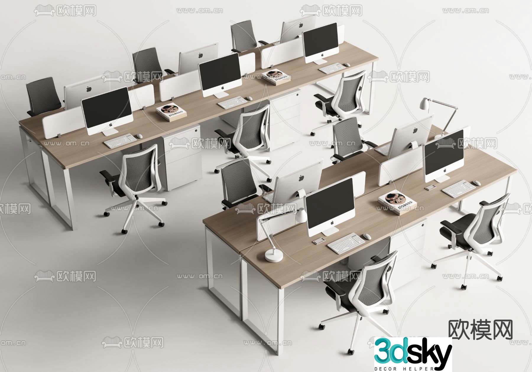 Desk employee desk card table work station 3D model