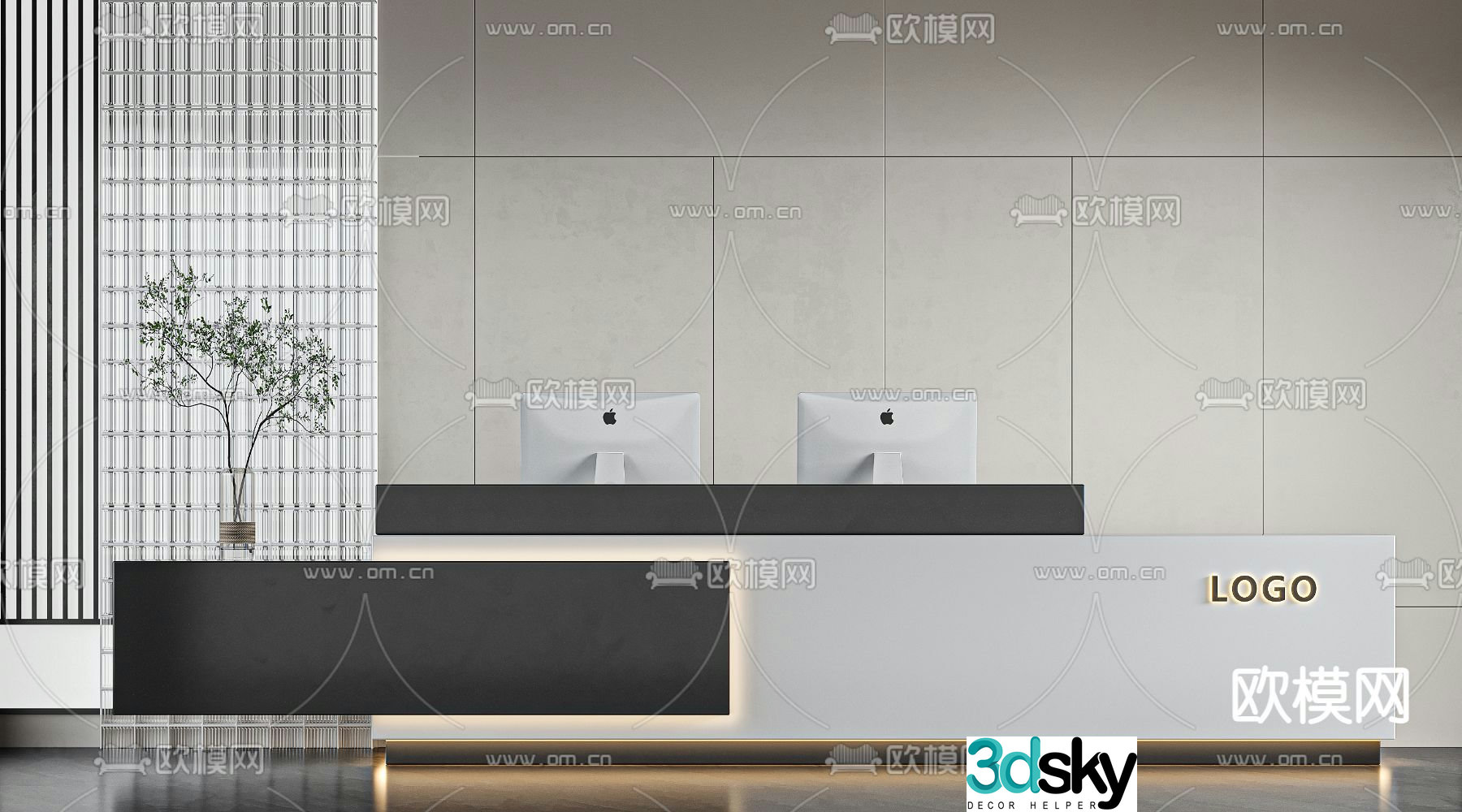 Front desk reception desk service desk 3d model