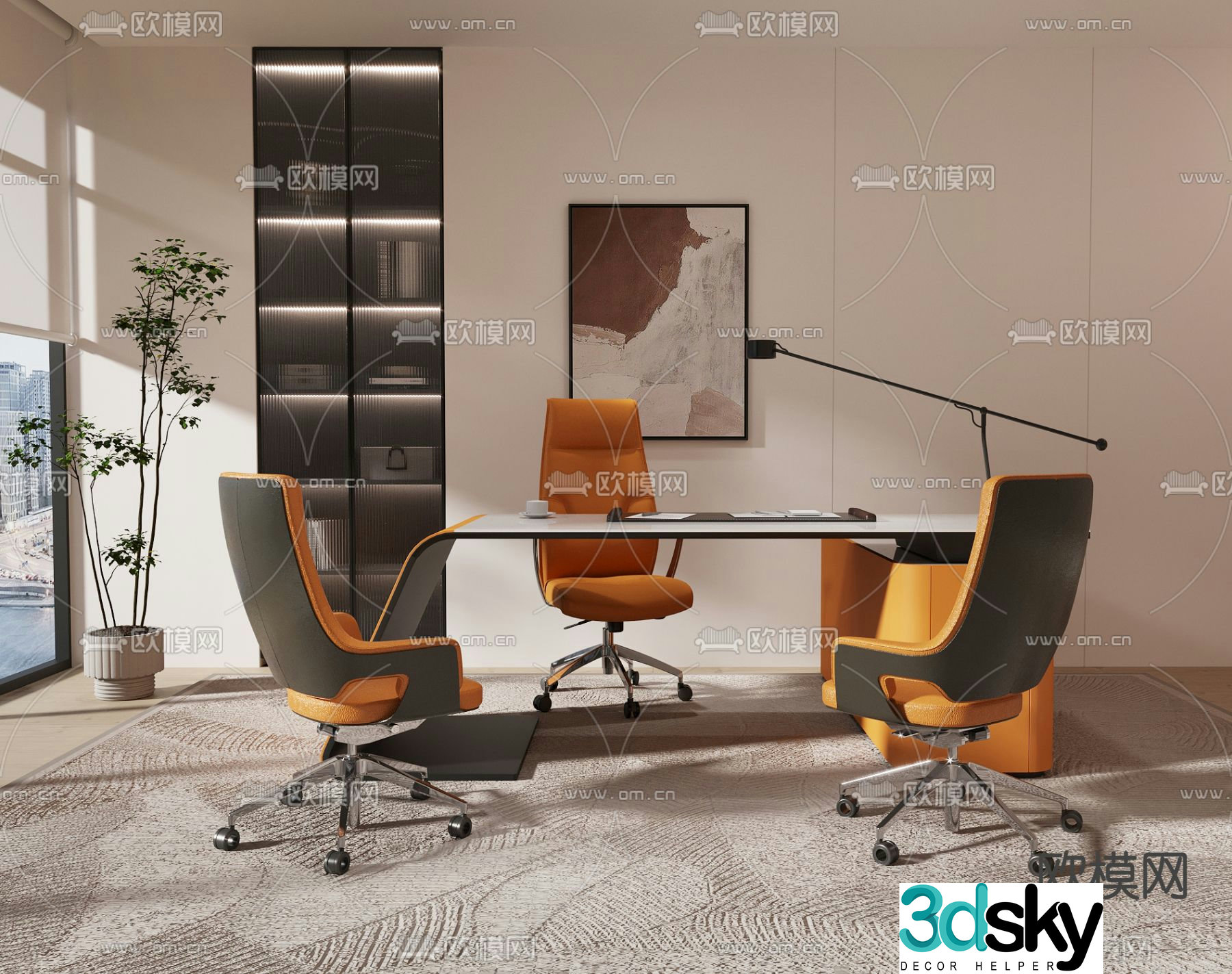 Desk table boss table 3d model