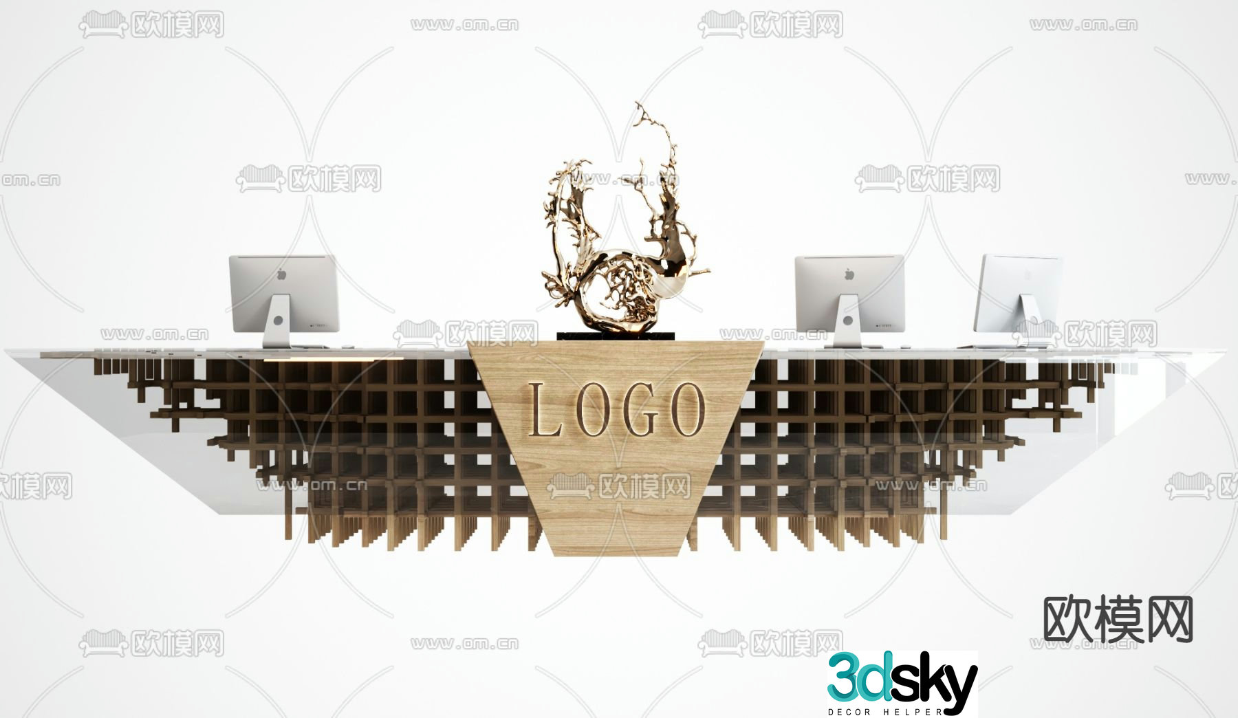 reception desk front desk 3d model