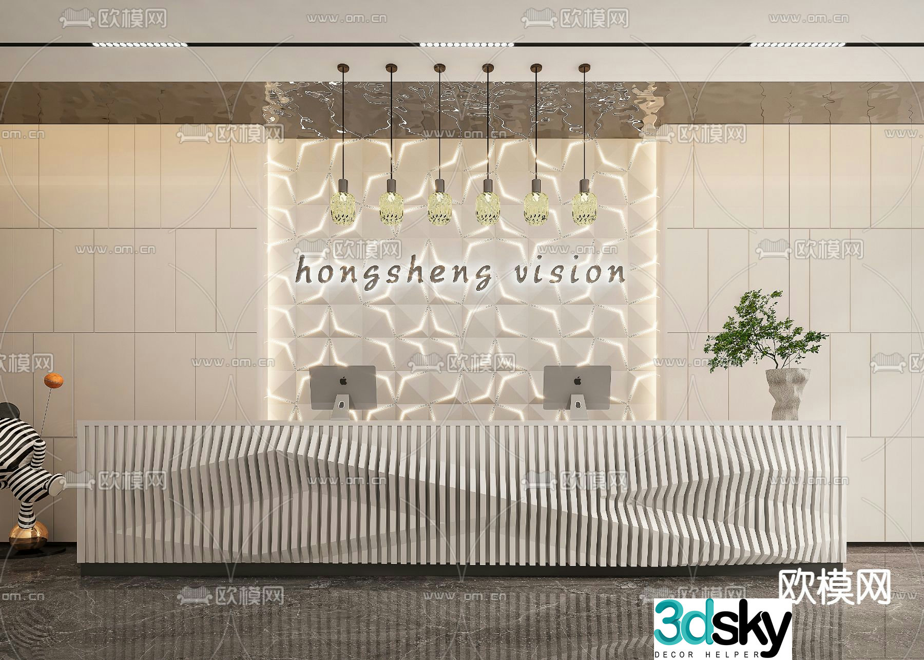 Front desk service desk reception desk 3d model