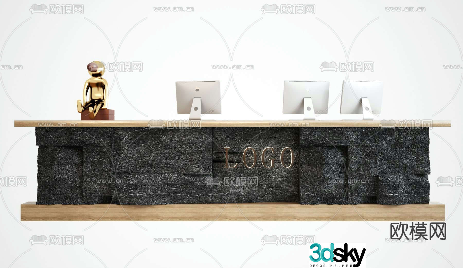 service desk reception desk front desk 3d model