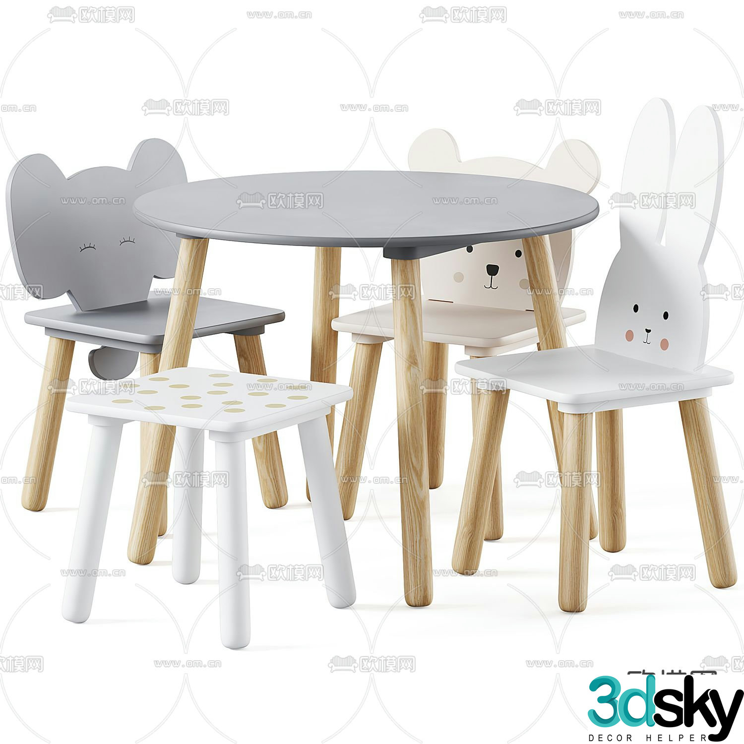 Children’s tables and chairs cartoon tables and chairs 3d model