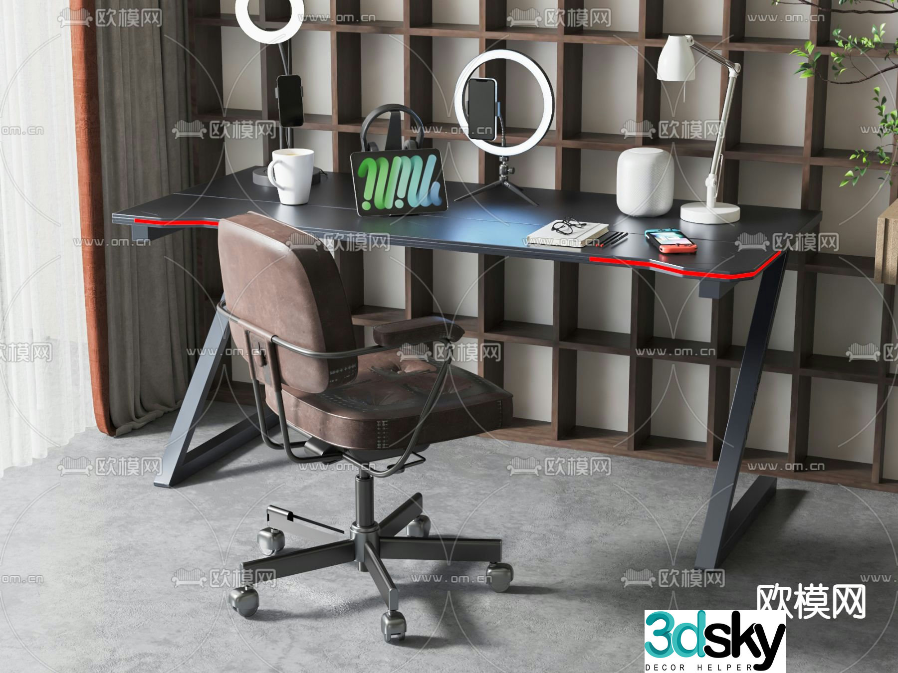 Office desk and chair live table 3d model