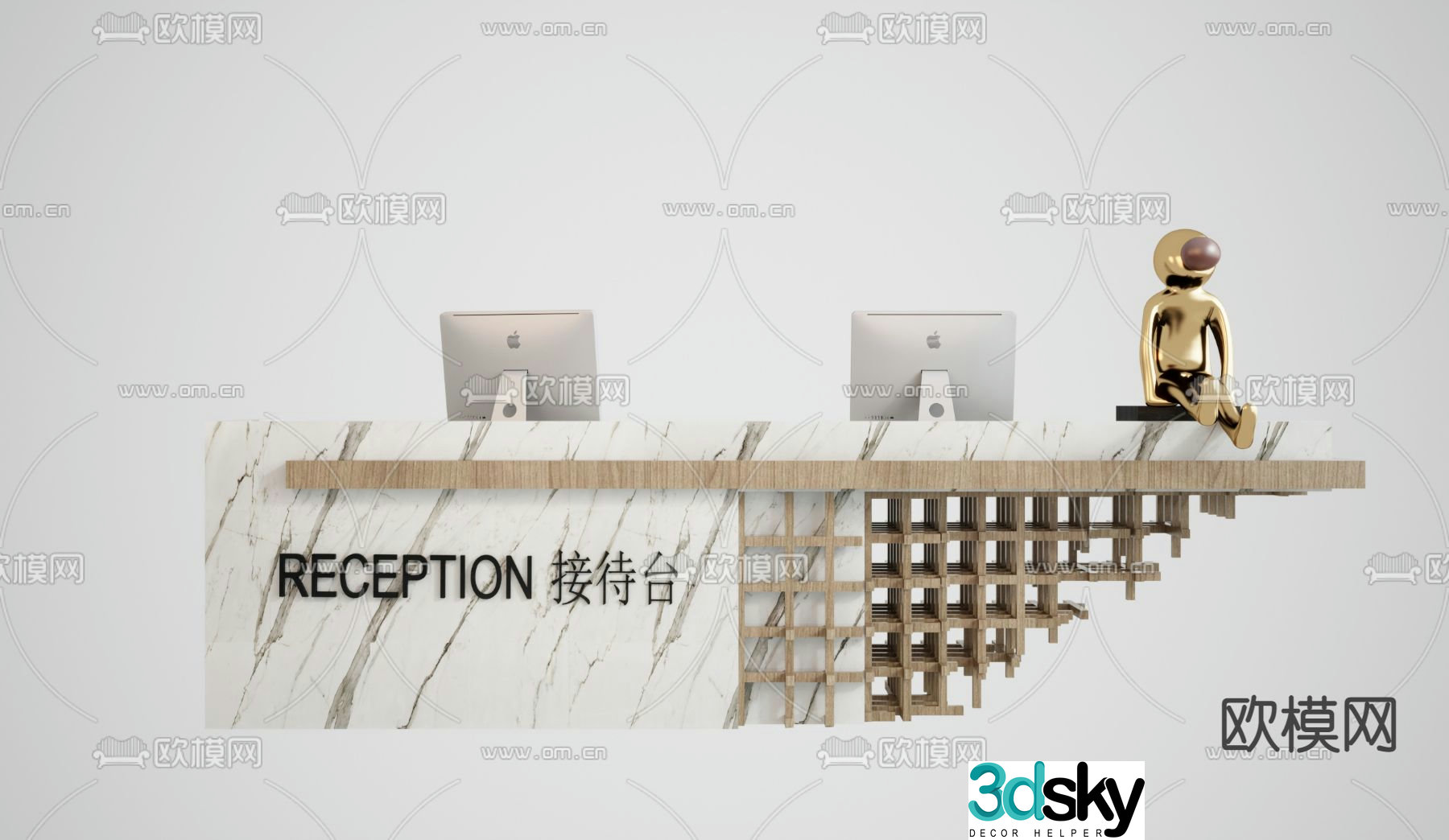 modern service desk reception desk front desk 3d model