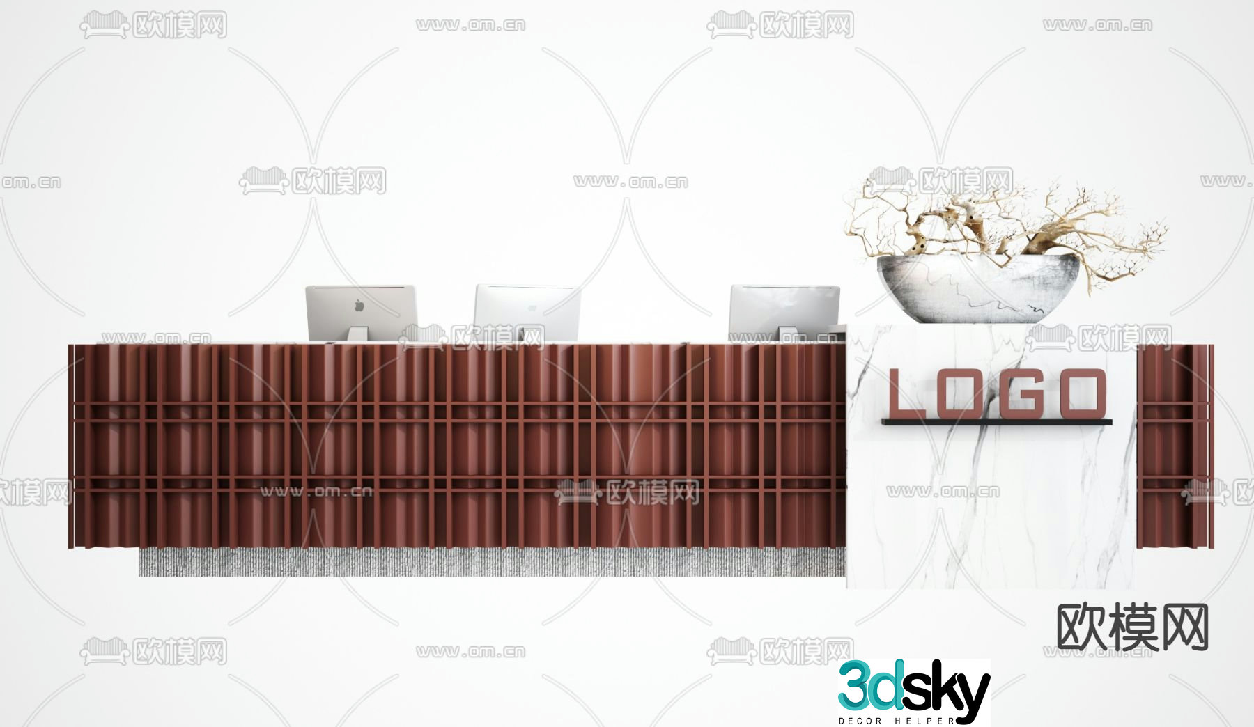 modern service desk reception desk front desk 3d model