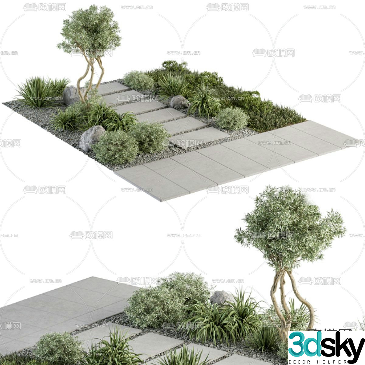 Tingbu stone road landscape sketch 3D model
