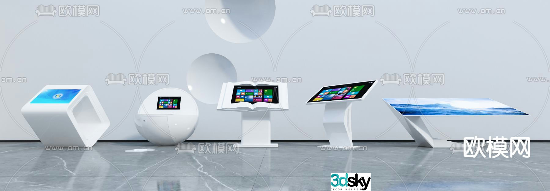 Touch machine, all-in-one machine, terminal 3D model