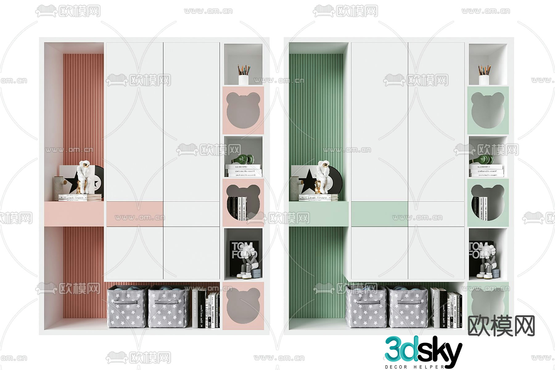 Children’s wardrobe storage cabinet 3d model