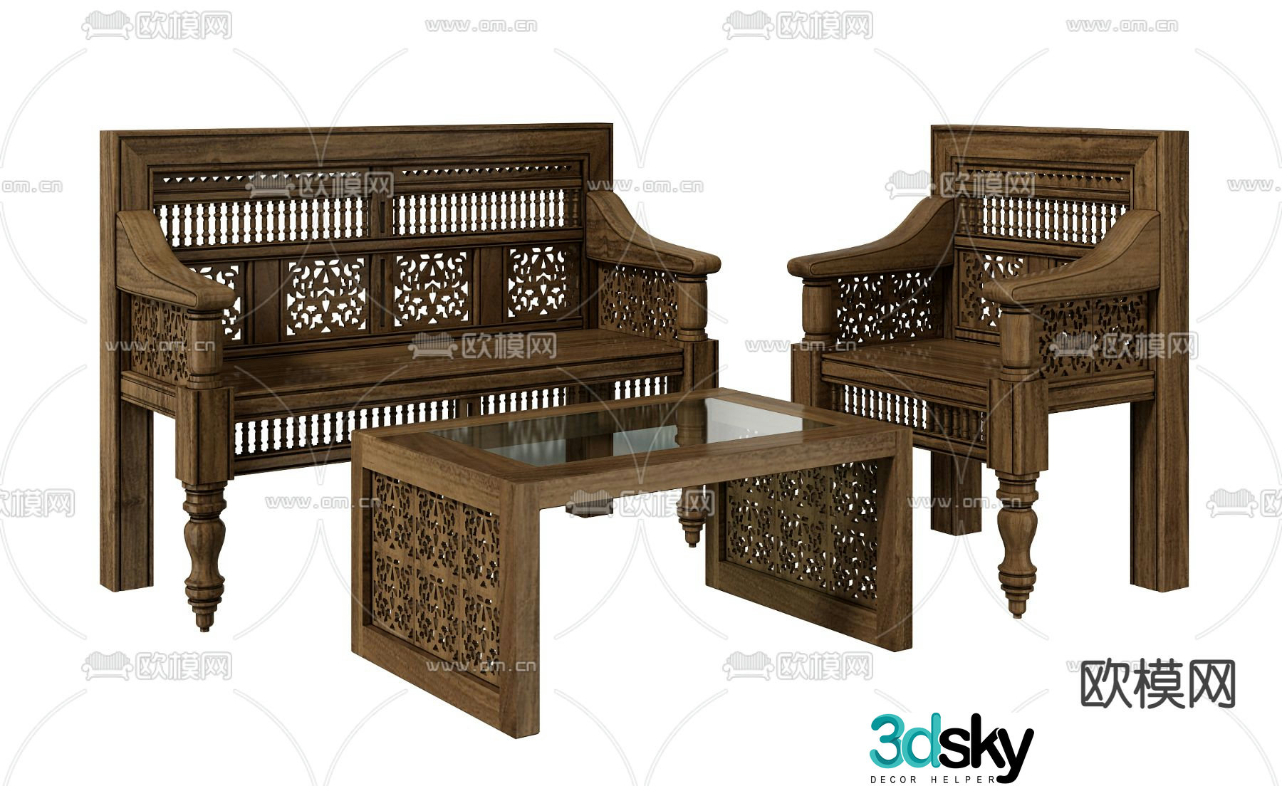Chinese combination sofa 3D model