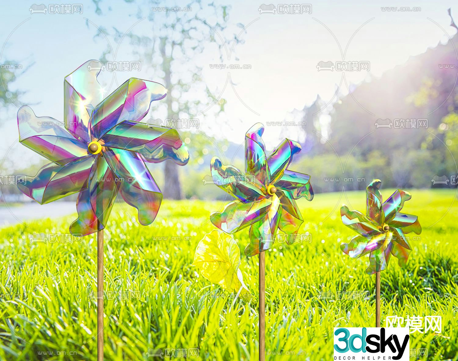 Paper windmill small windmill 3d model
