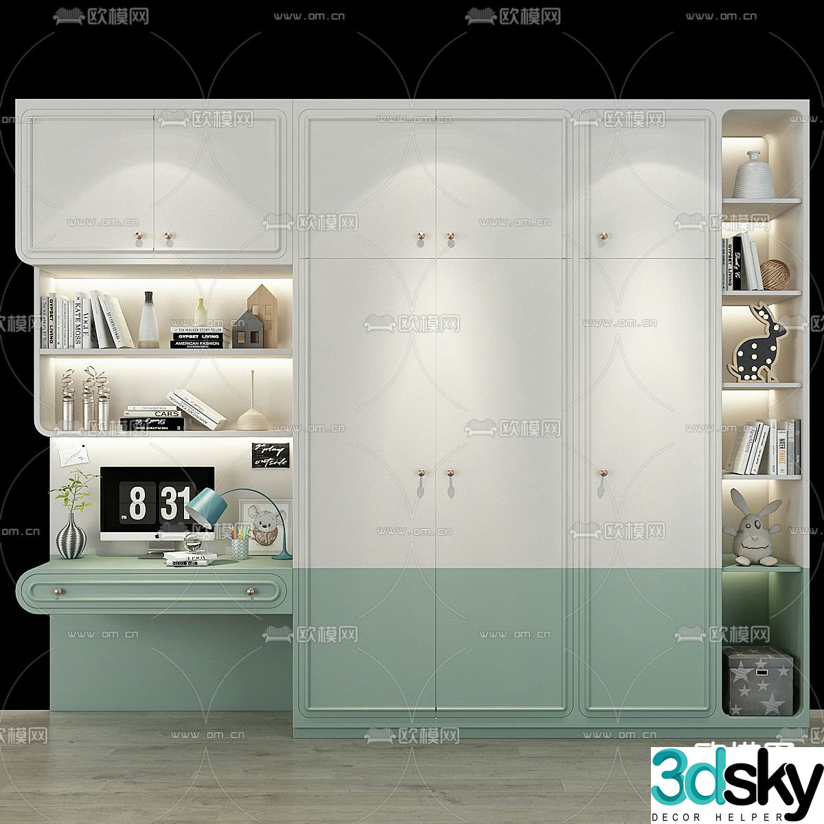 Simple European children’s wardrobe wardrobe 3d model