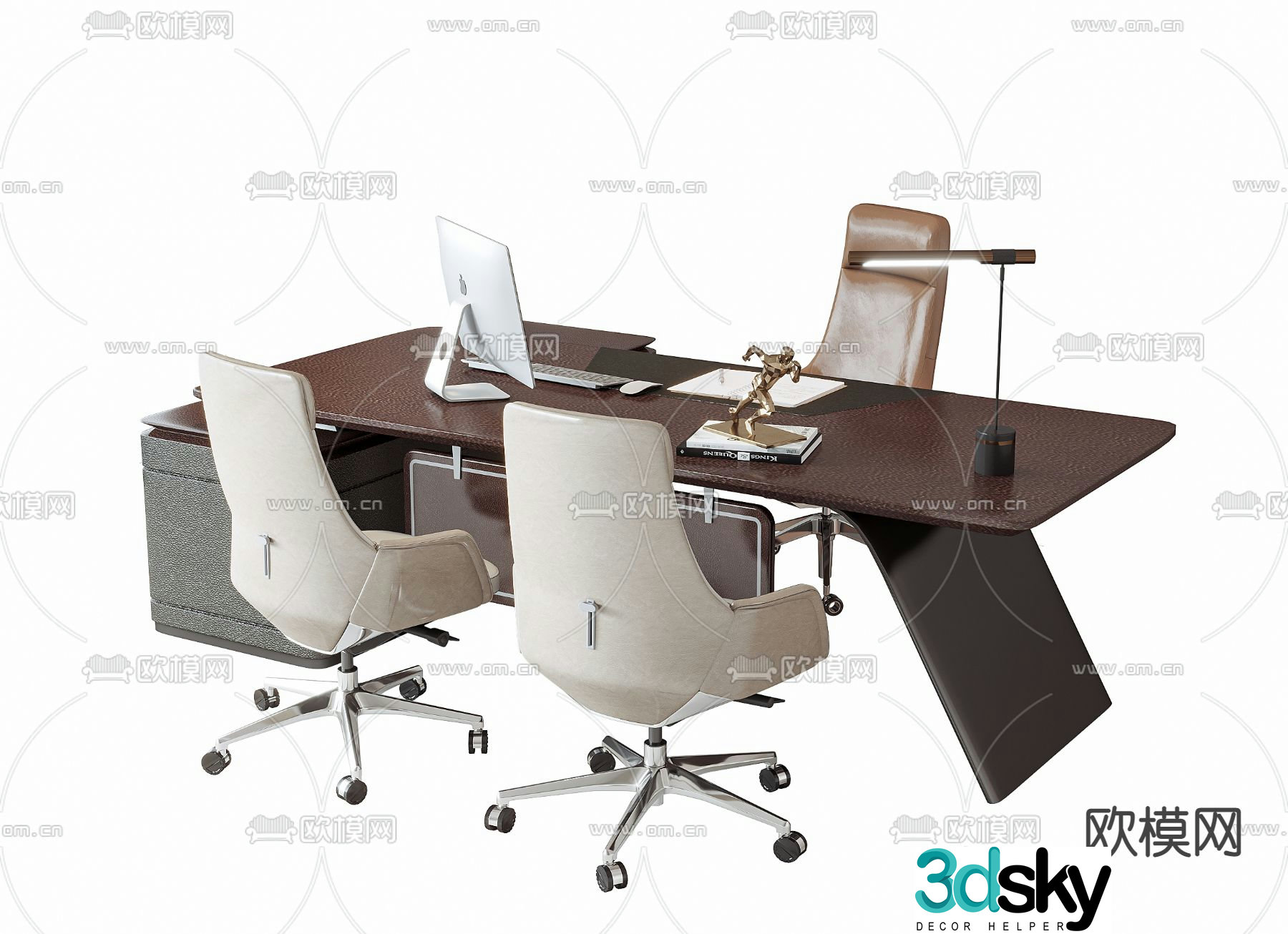 Executive desk boss desk 3d model