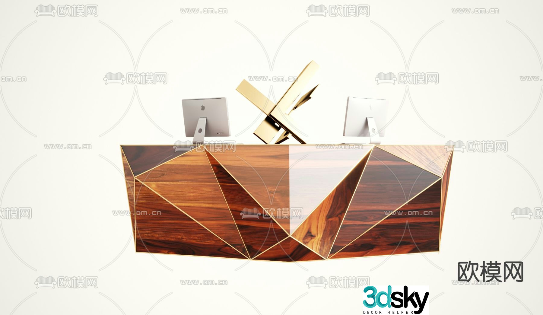 Modern reception desk front desk 3d model