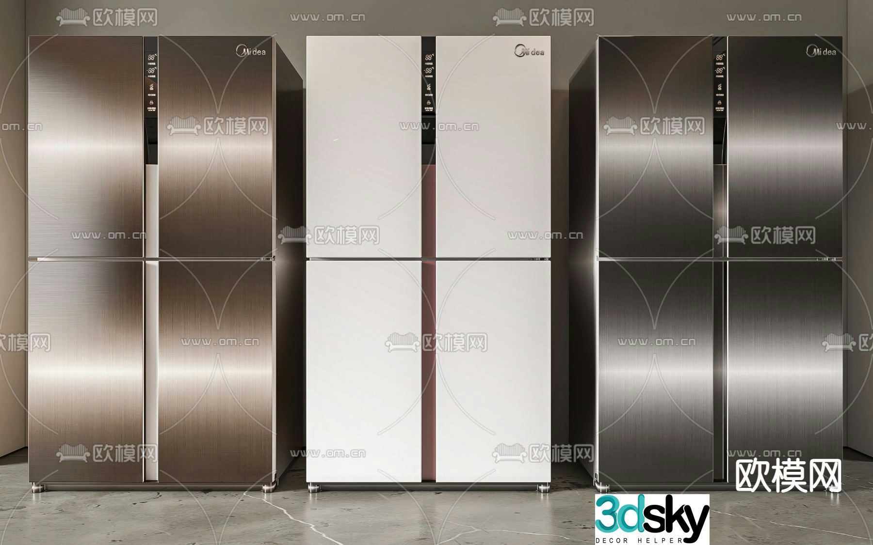 Double door refrigerator freezer 3d model