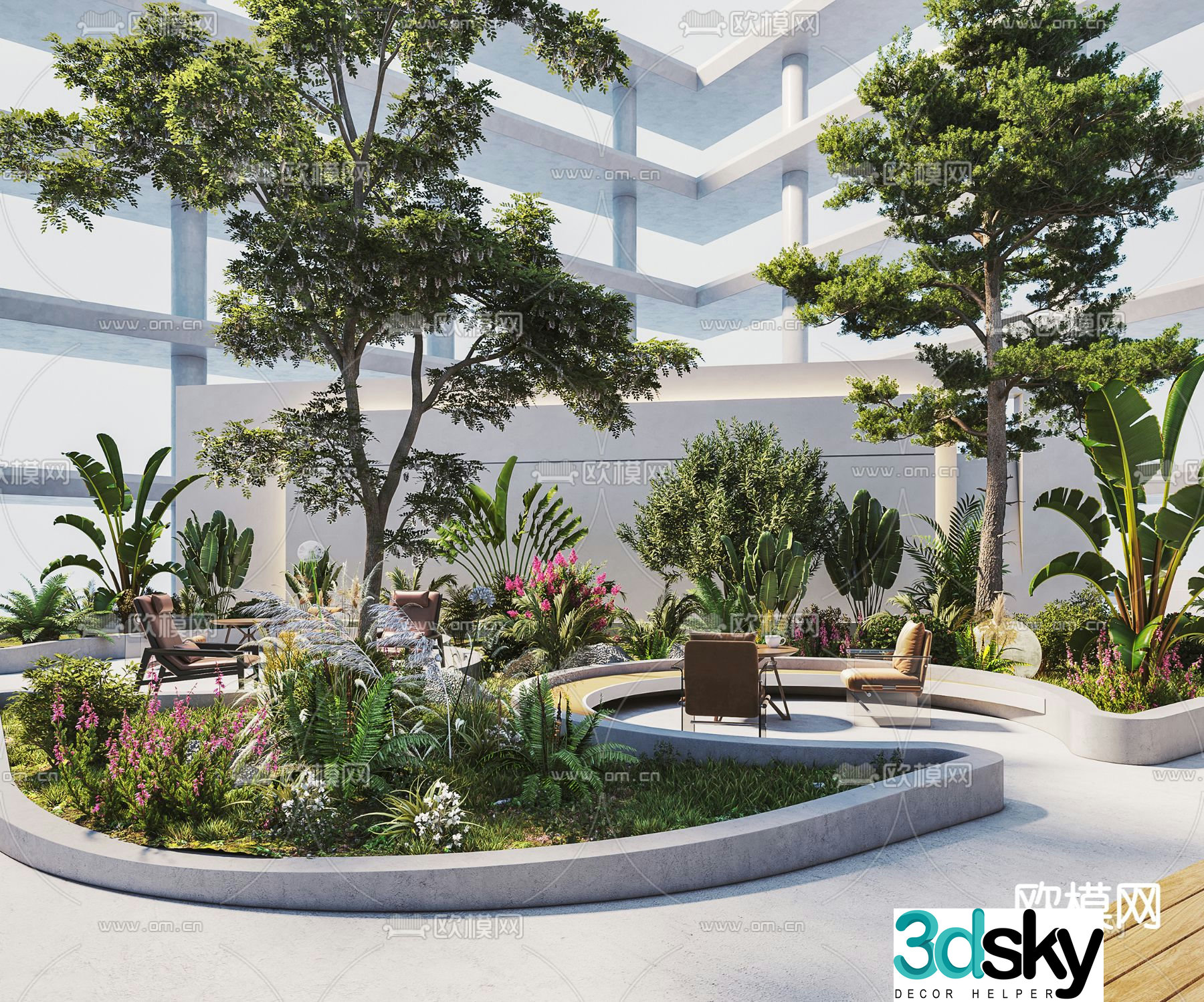 Atrium garden landscape 3d model