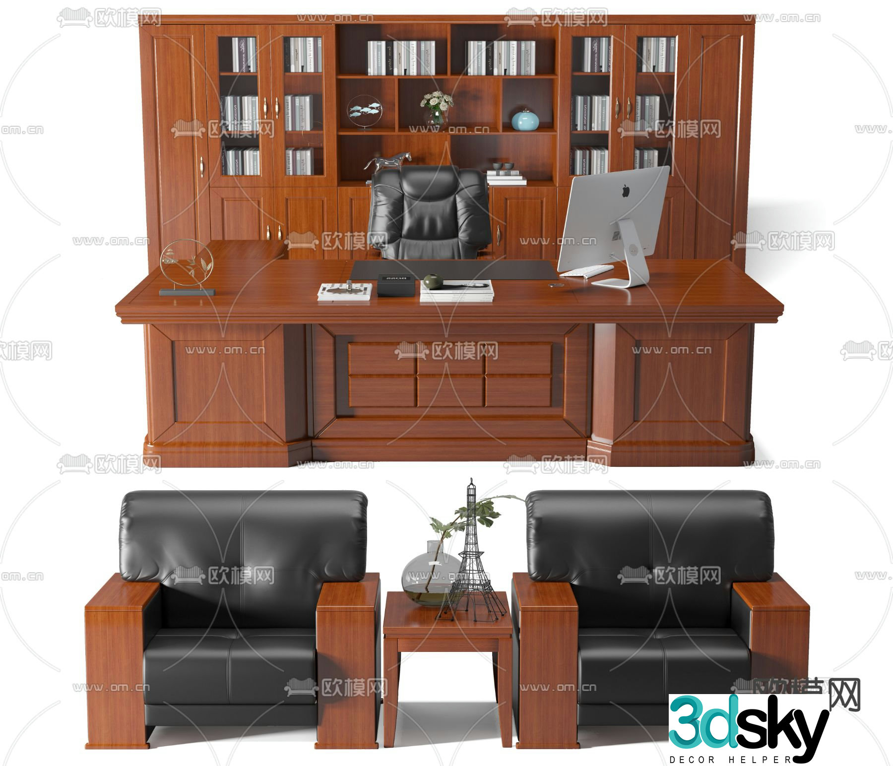 Office desk and chair boss desk and chair 3d model