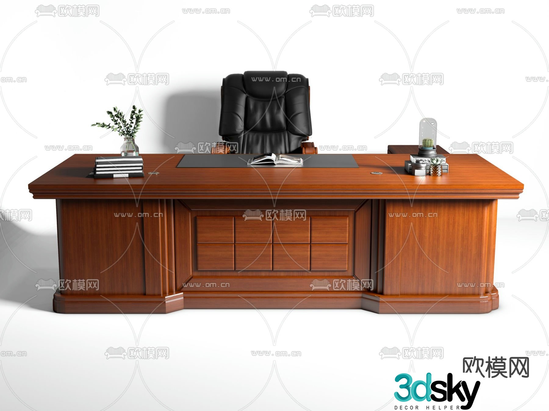 Office desk and chair boss table leadership table 3d model