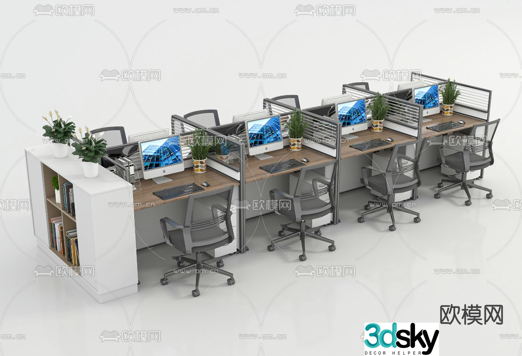 Card space desk workstation 3d model