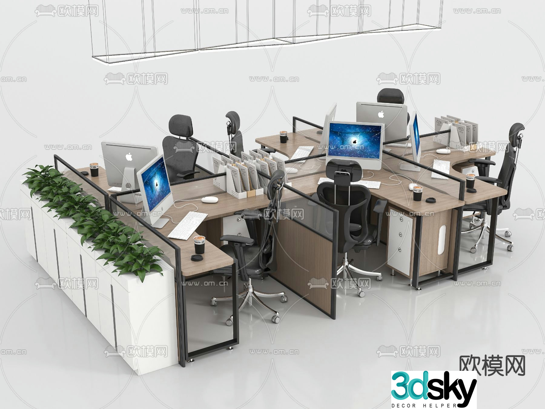 Card space desk workstation 3D model