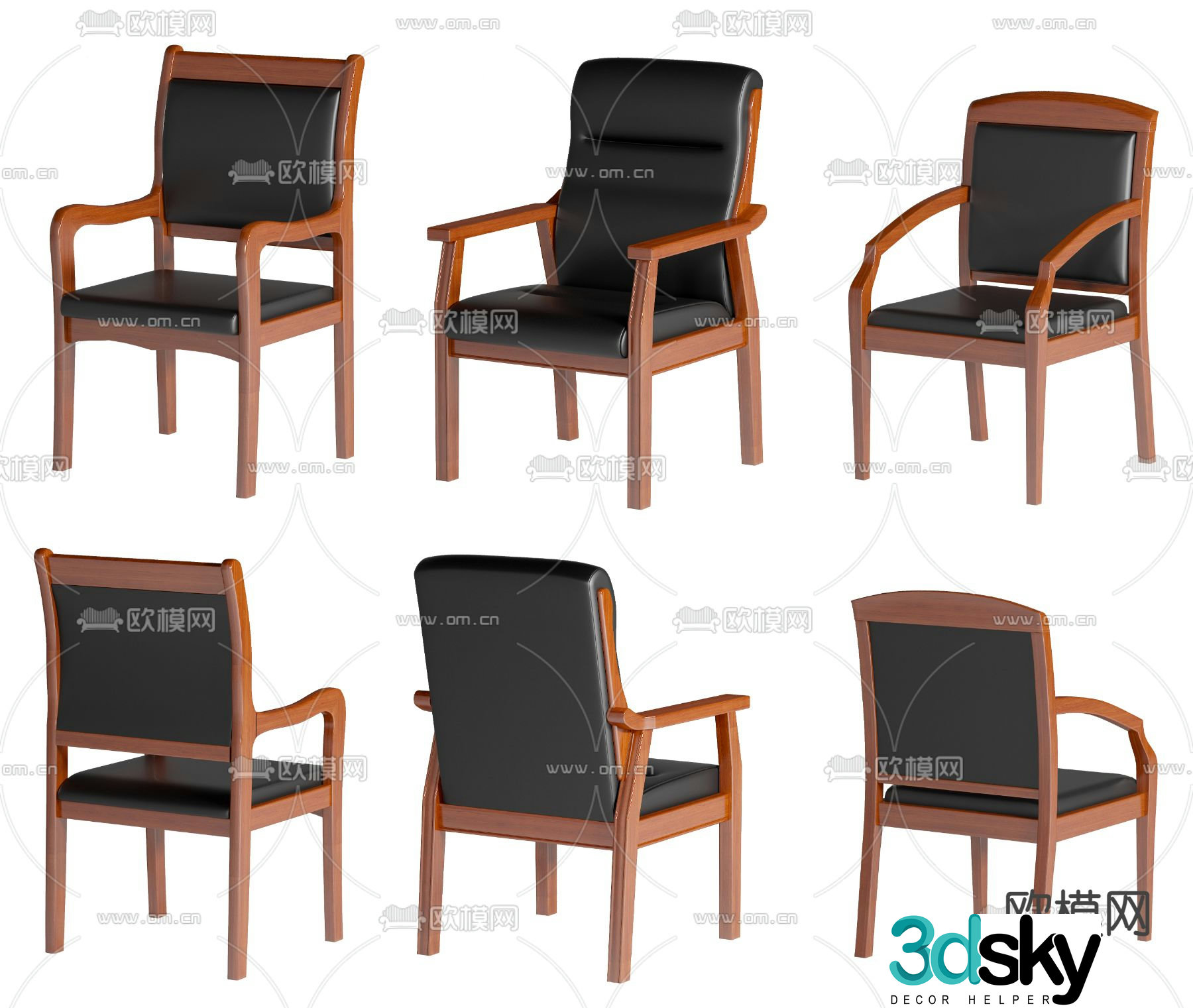 Chinese style staff chair office chair 3d model