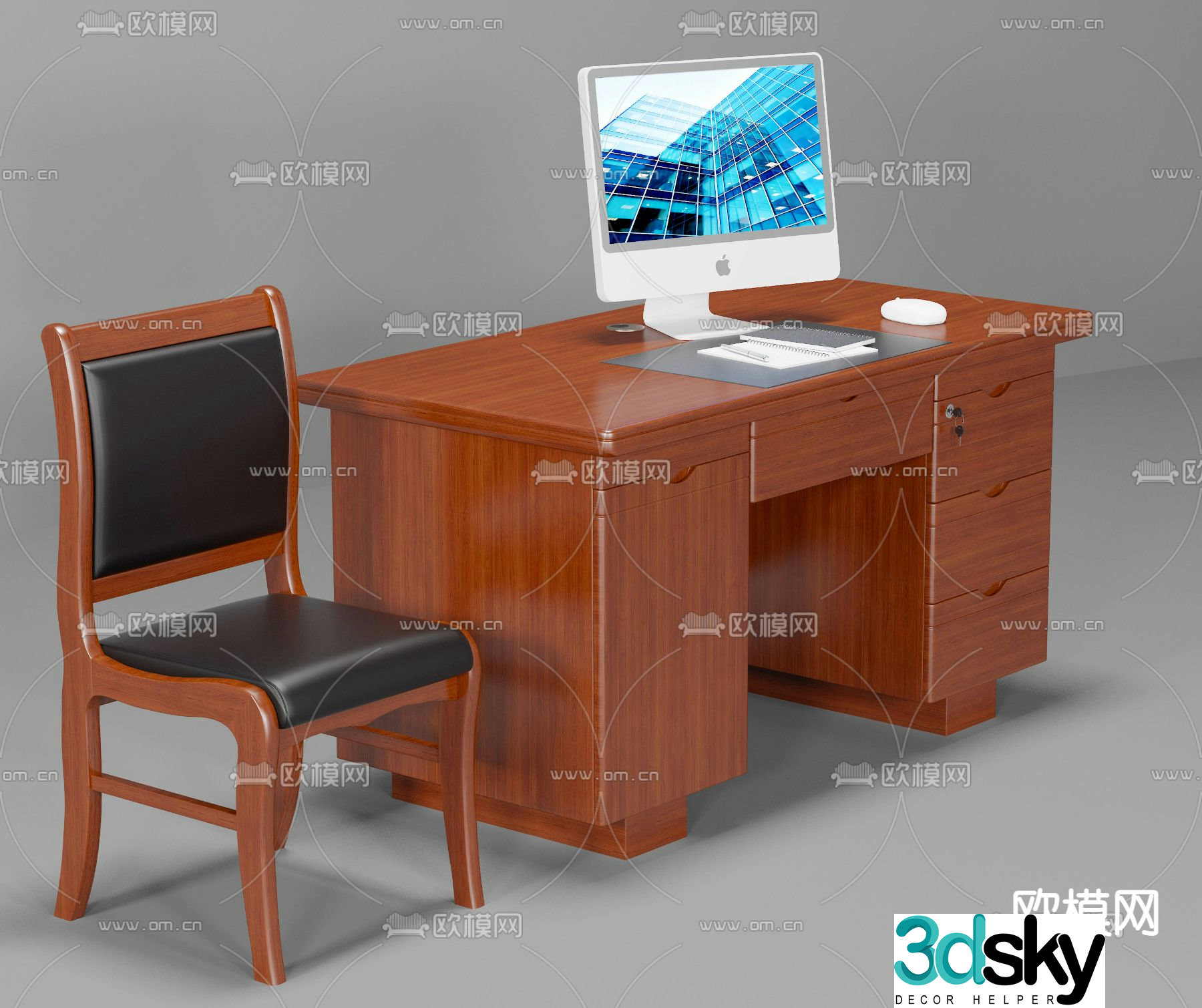 office desk chair desk 3d model