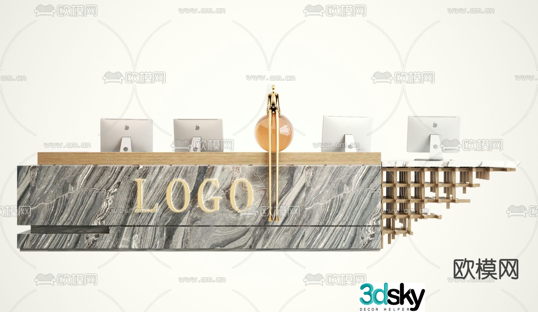 service desk reception desk front desk 3d model