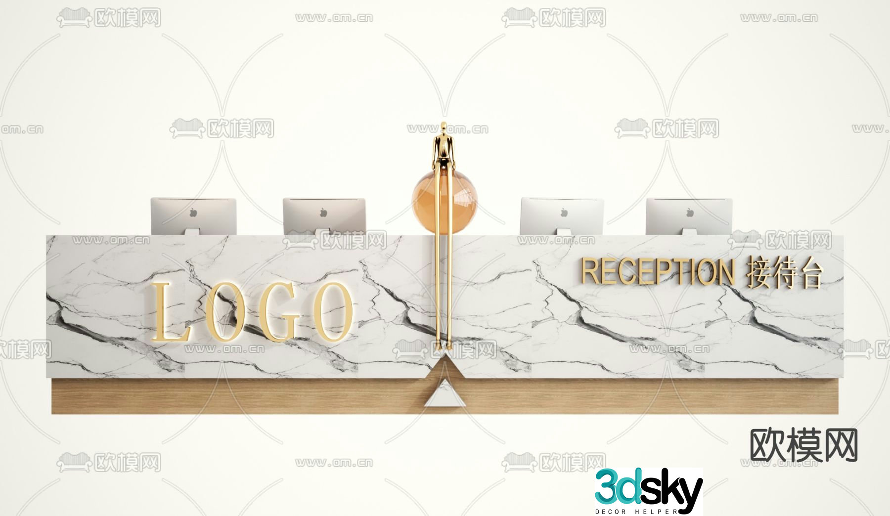 service desk reception desk front desk 3d model