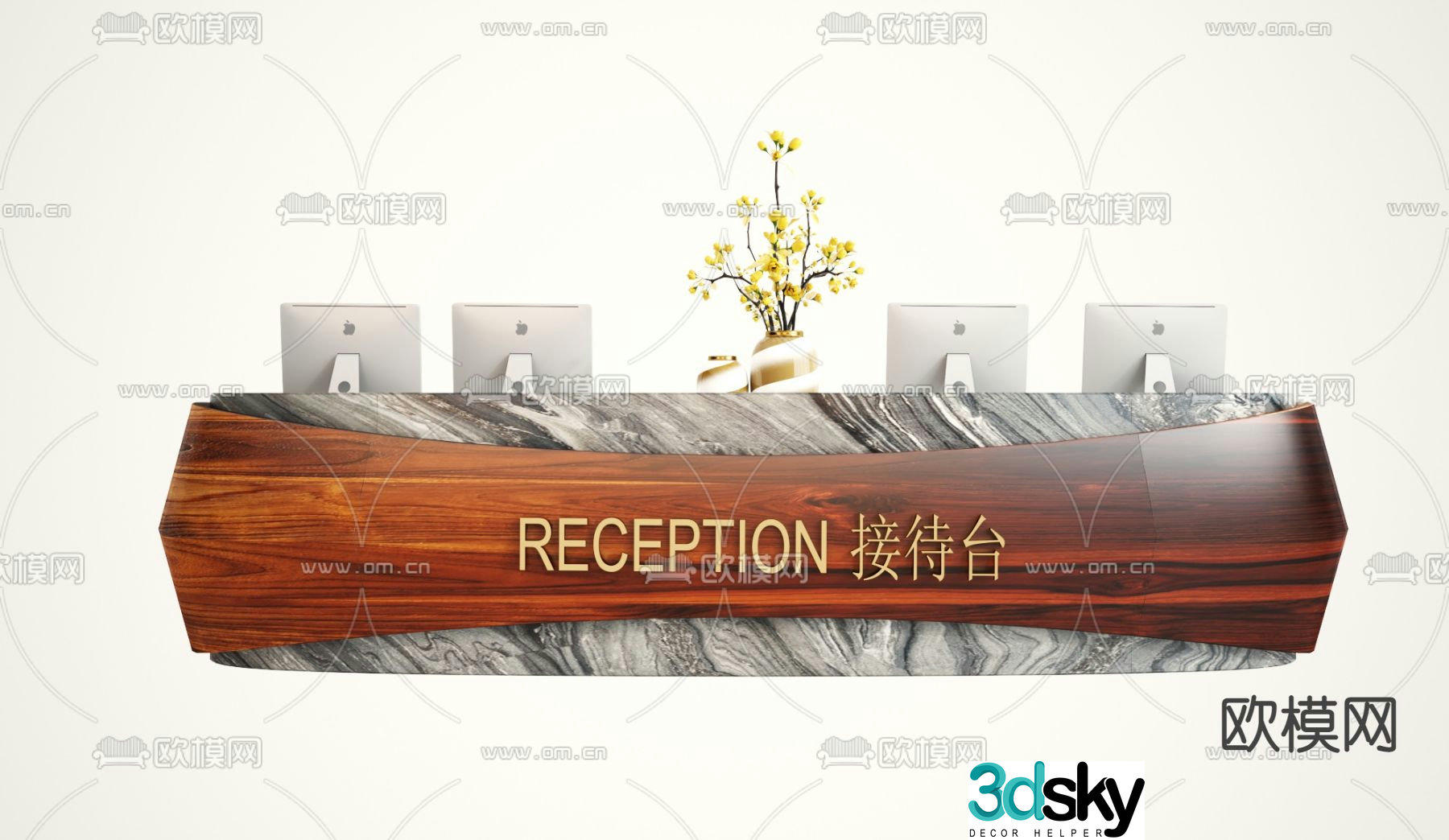 modern service desk reception desk front desk 3d model