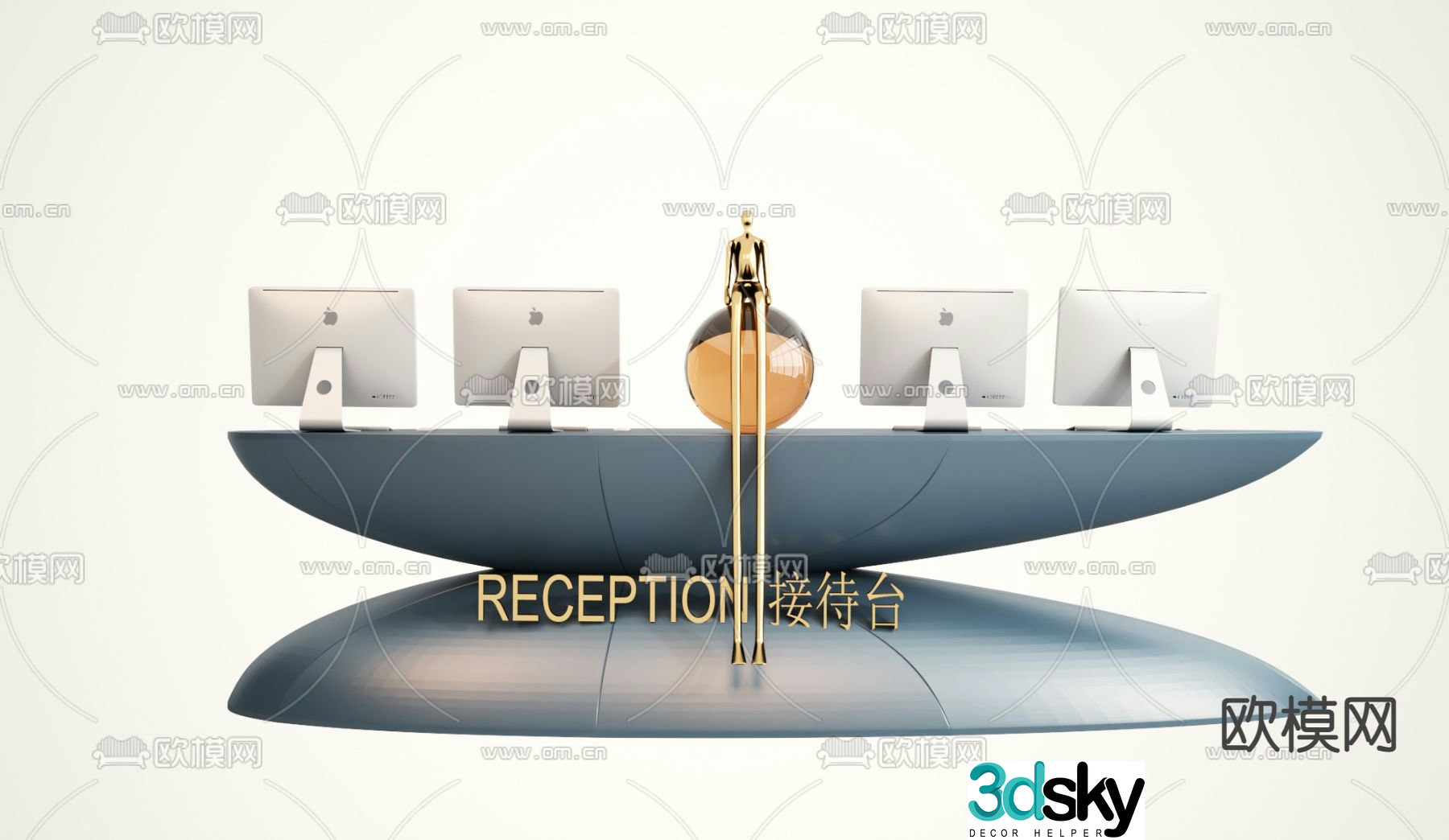 modern service desk reception desk front desk 3d model