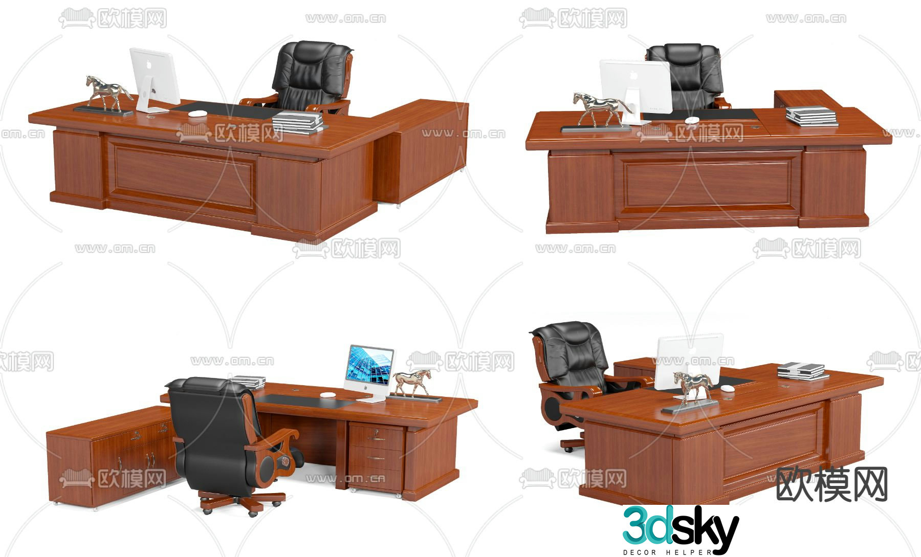New Chinese style office desk 3D model