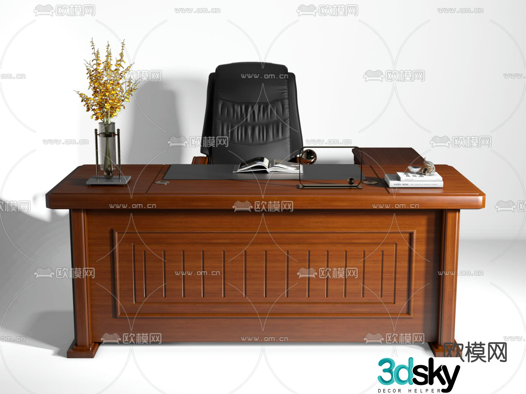 Office desk and chair boss table leadership table 3d model