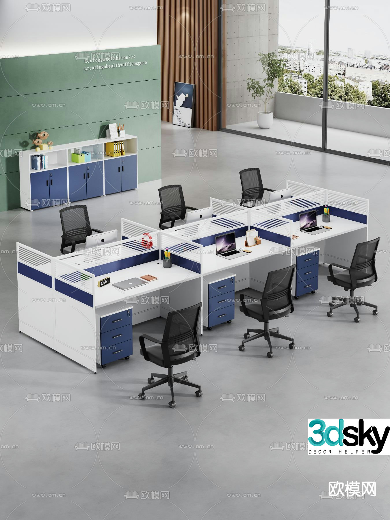 Desk screen card station 3D model