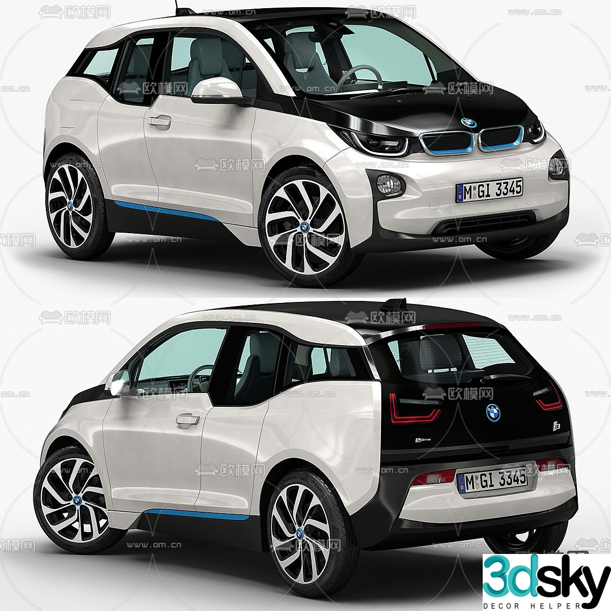 bmw i3 car sedan 3d model