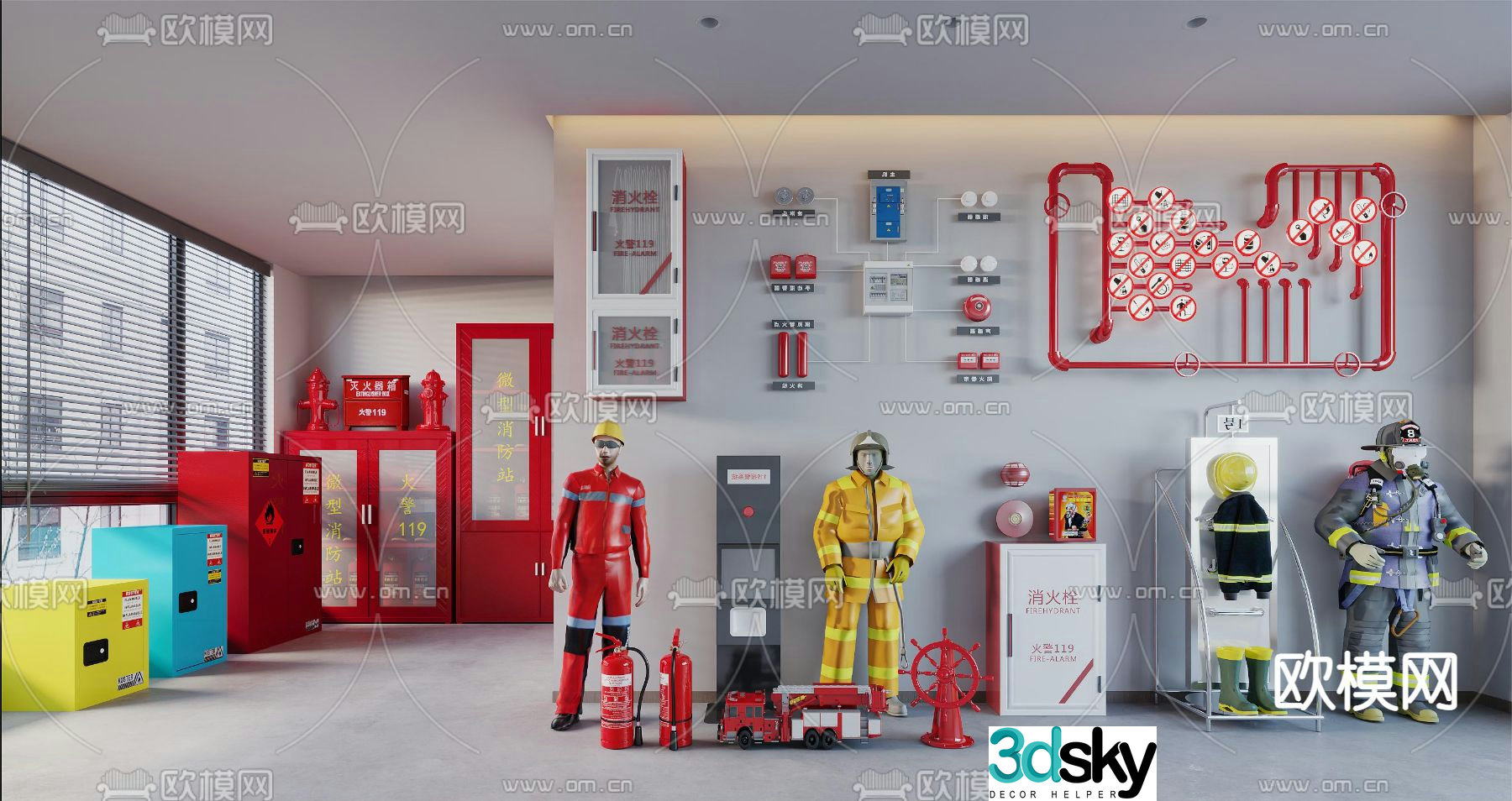 Firefighting facilities fire extinguisher fire hydrant 3d model