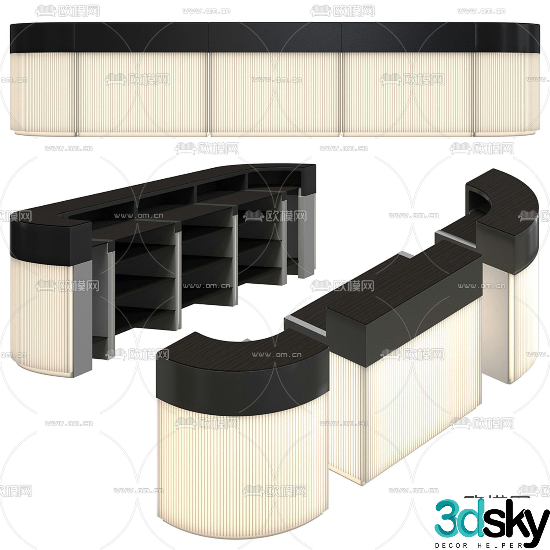 reception desk front desk 3d model