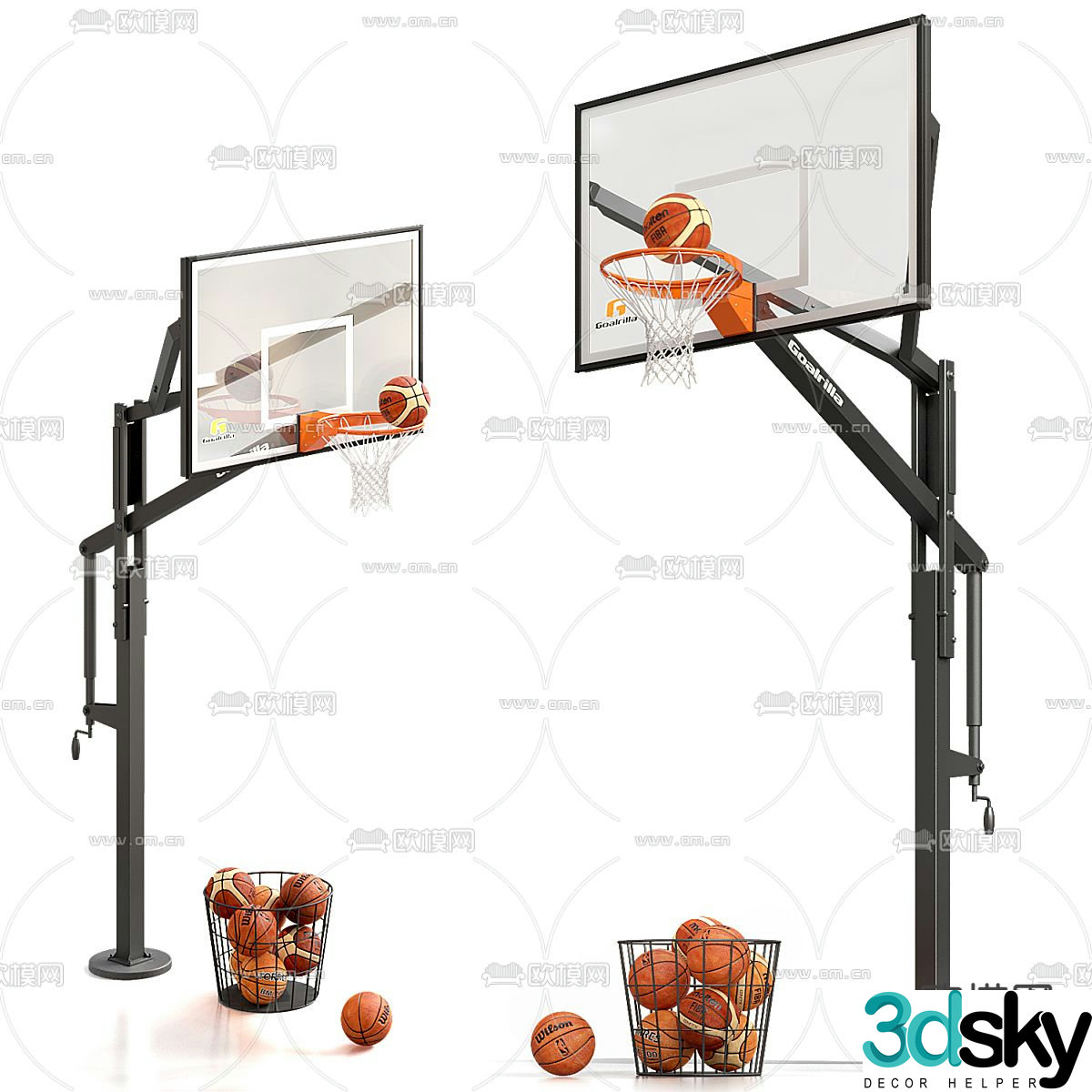 basketball stand basketball hoop backboard 3d model