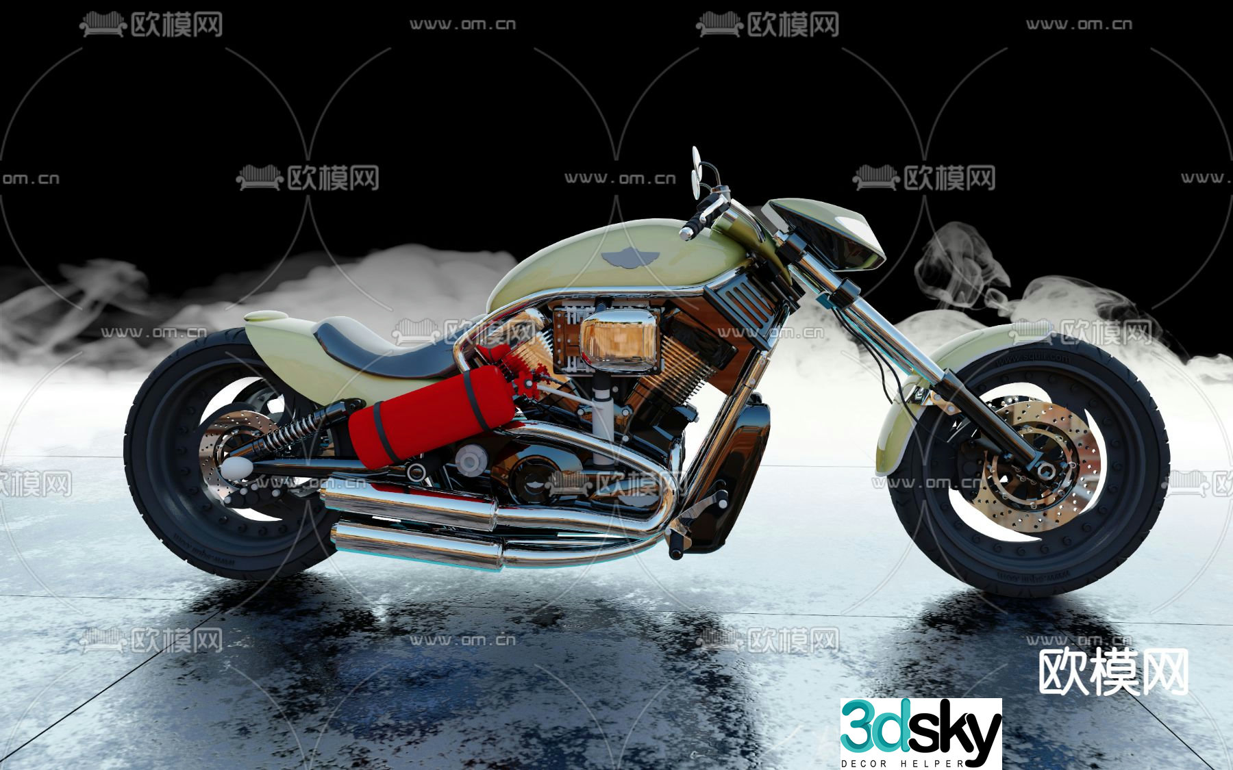 Retro motorcycle 3d model