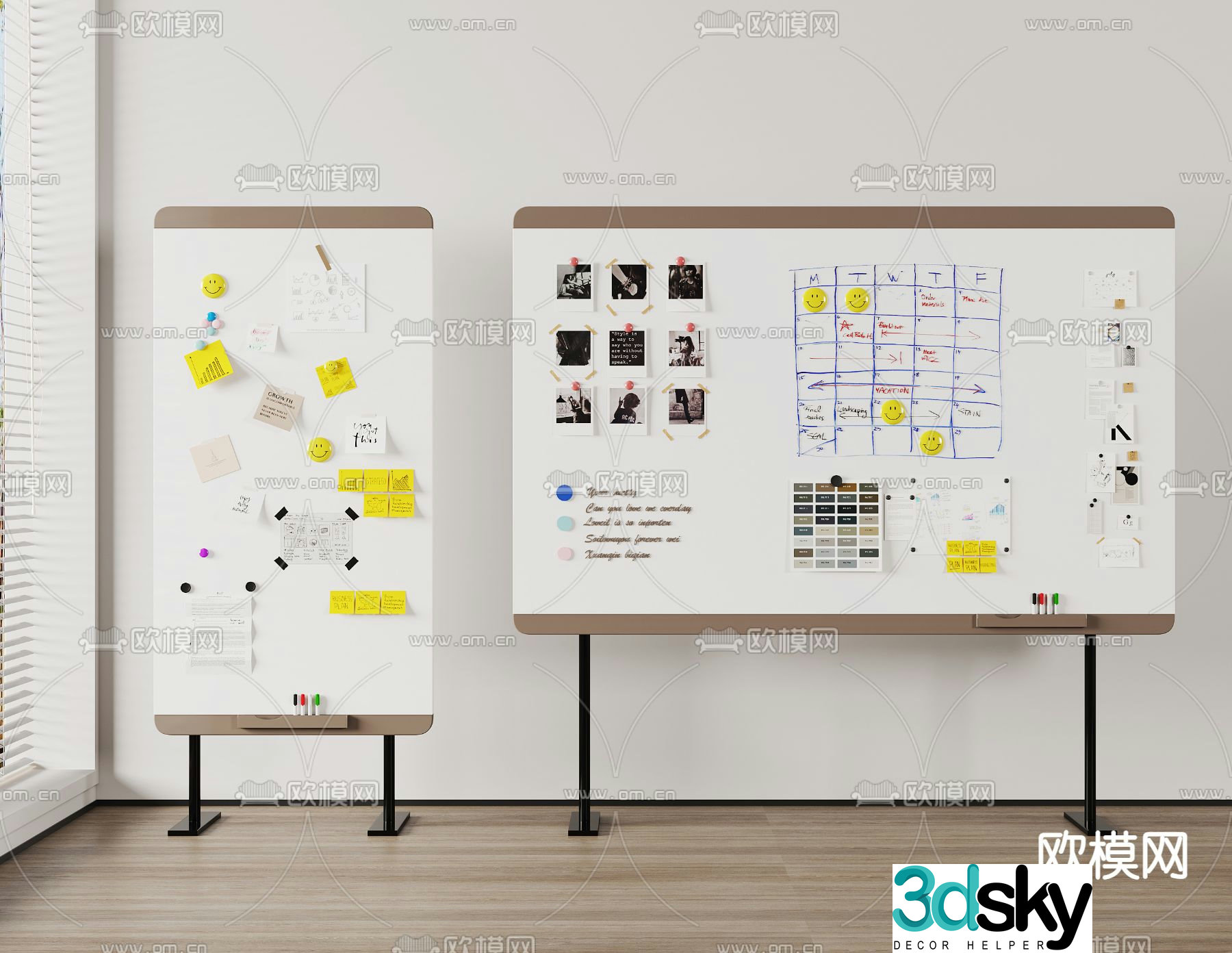 Office whiteboard magnetic whiteboard note note 3d model