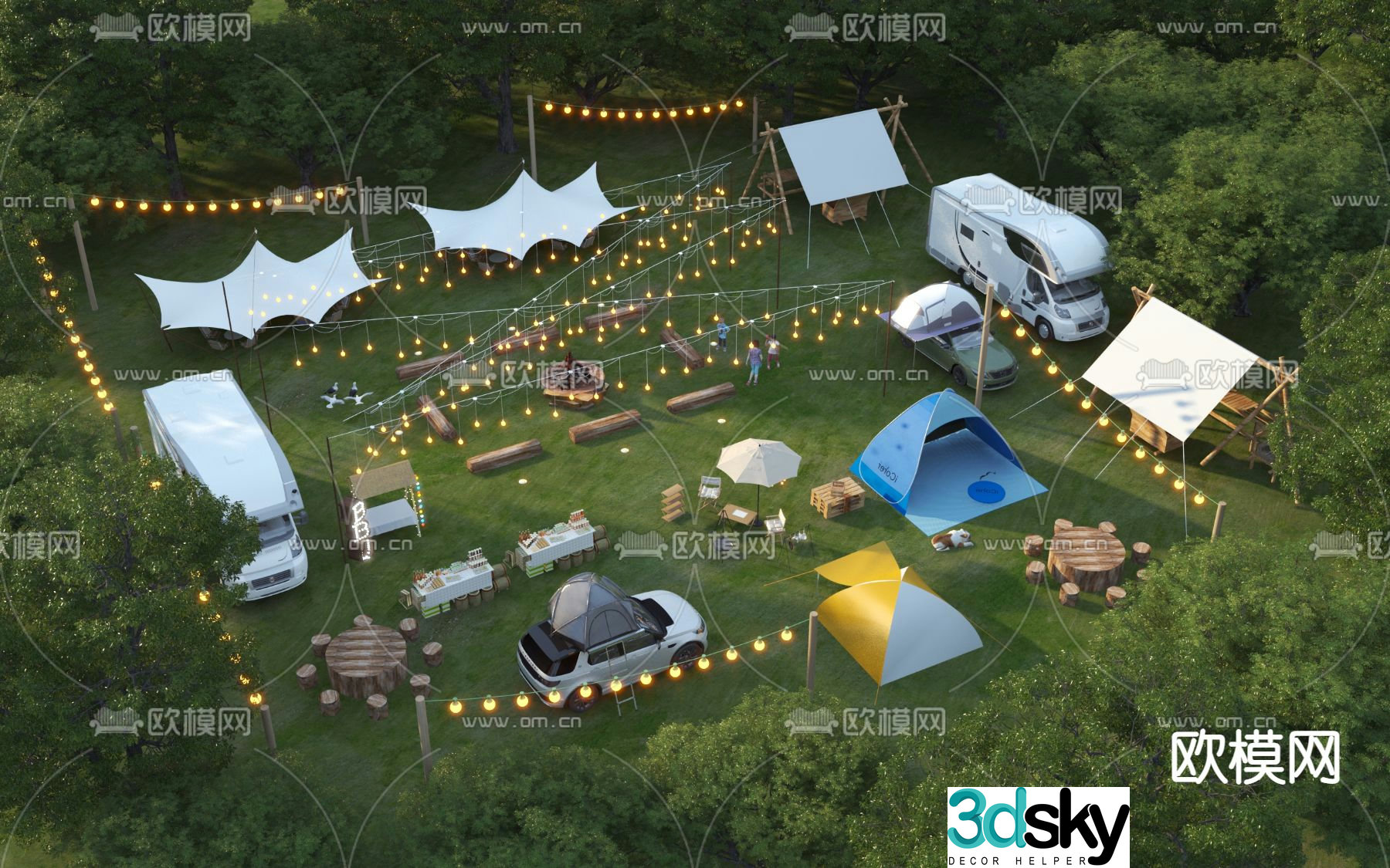 Camping sketch tent camper 3d model